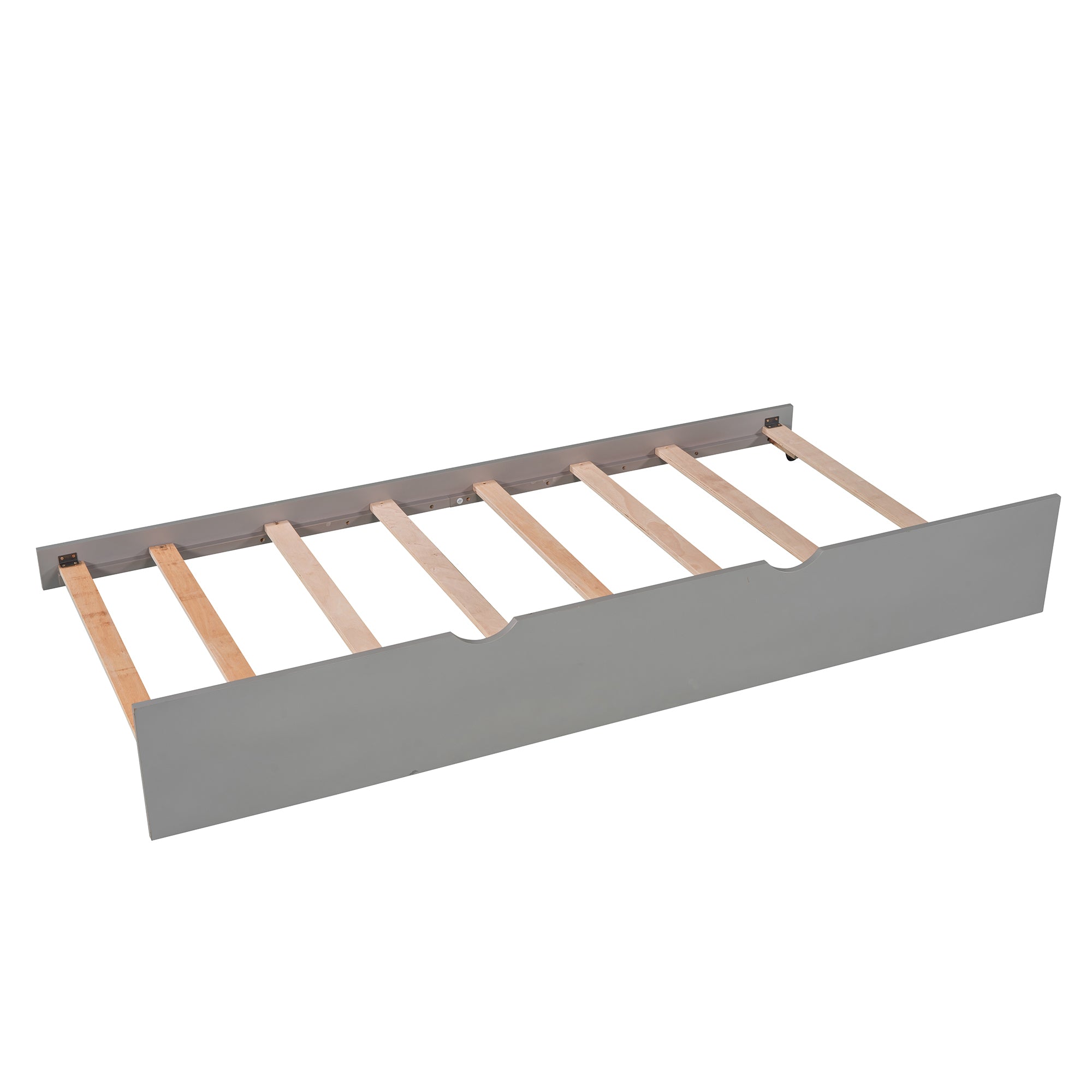 L-shaped Platform Bed with Trundle and Drawers Linked with built-in Desk,Twin,Gray(Old SKU:SM000916AAE-1)