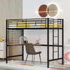 Twin Metal Loft Bed with Desk and Metal Grid,Black