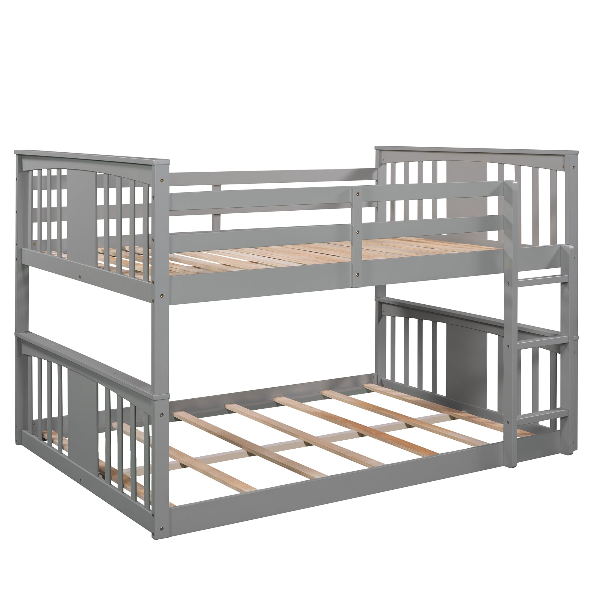 Full Over Full Bunk Bed with Ladder, Gray (Old SKU :LP000207AAE)