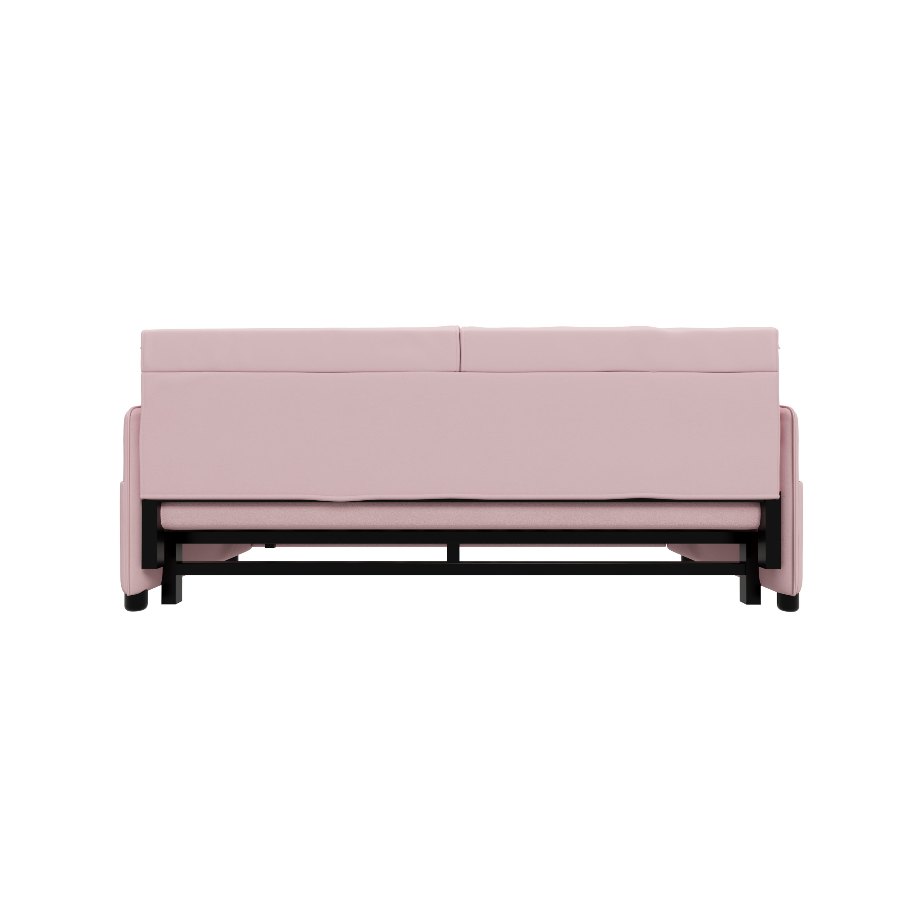 63.8" Queen Pull Out Sofa Bed, 3-in-1 Convertible Sleeper Sofa with Side Storage,Multi-Functional Velvet Loveseat Bed for Living Room,Bedroom,Apartment,Office,Pink