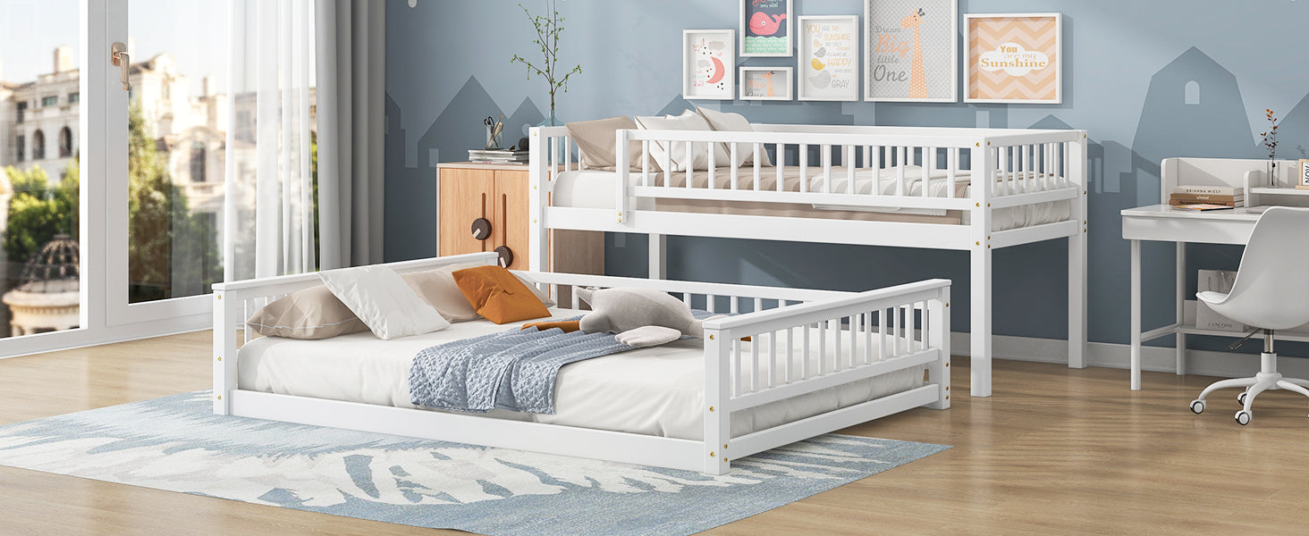 Twin XL over Queen Bunk Bed with Ladder, White — supplier product image 2