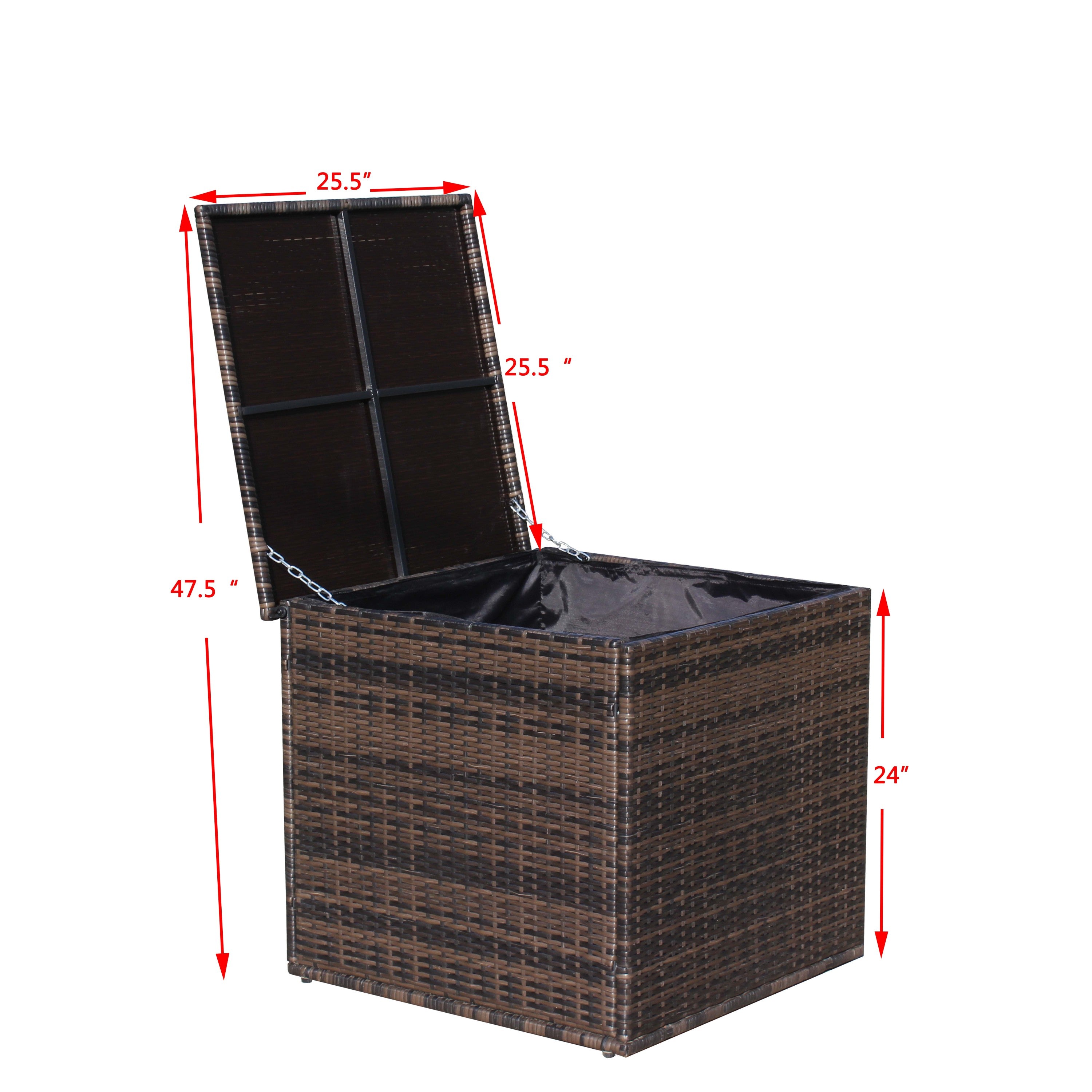 Wicker Patio Furniture Storage Box (Brown )