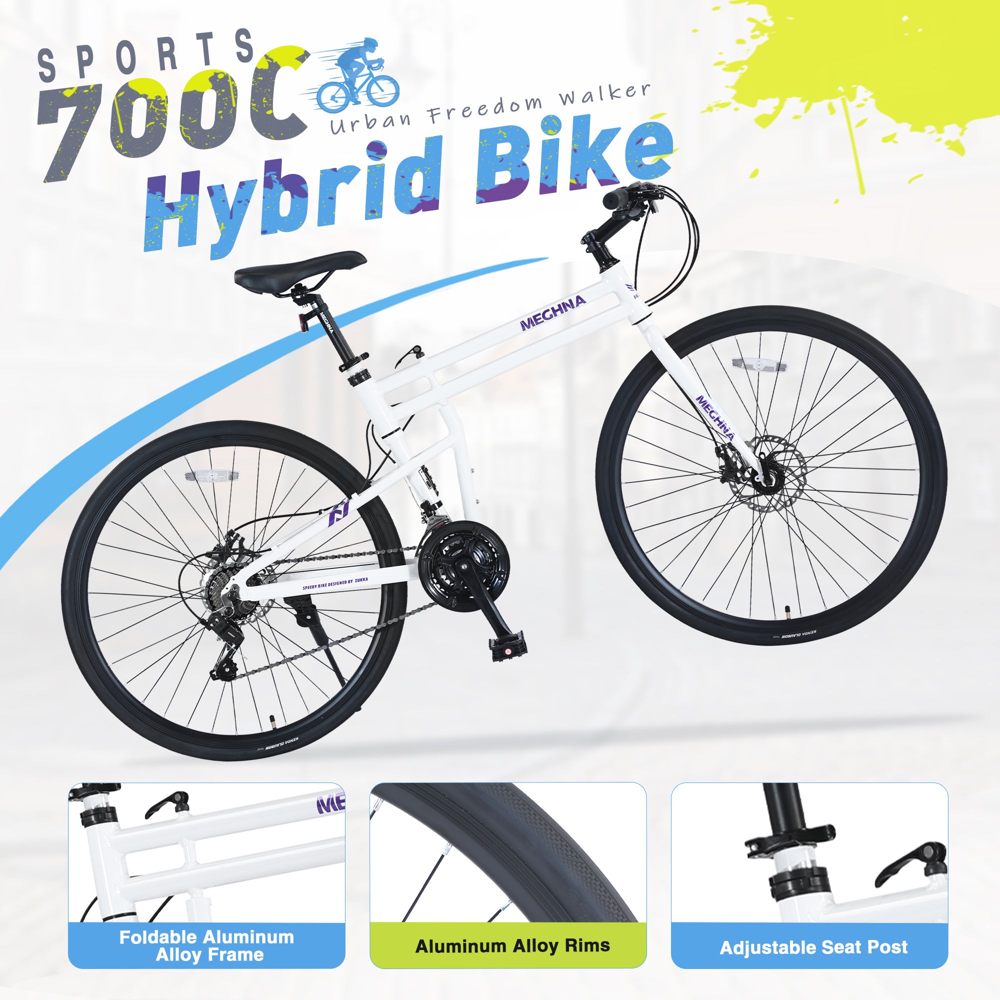 21 Speed  Folding Hybrid bike Disc Brake 700C Road Bike For men women's City Bicycle