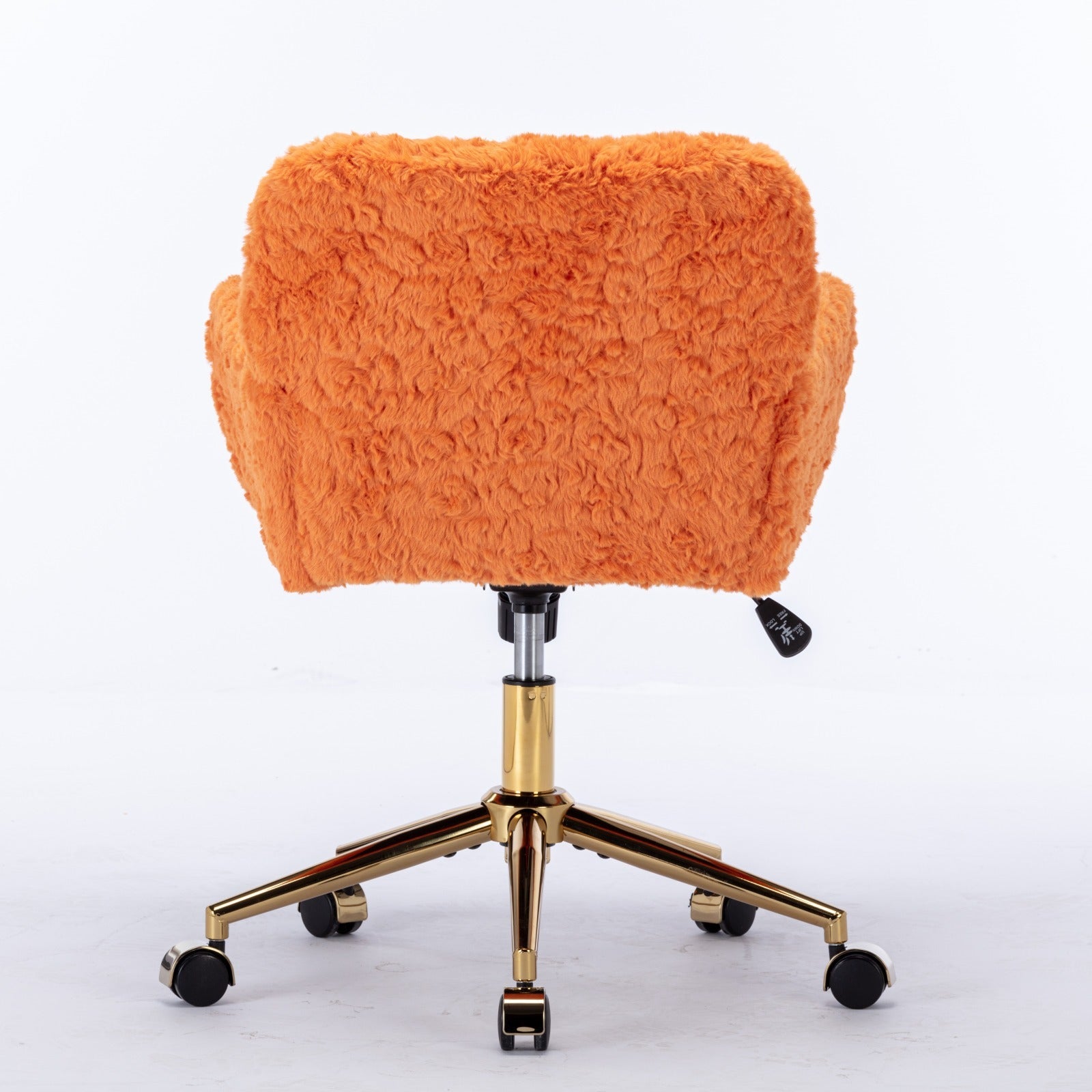 A&A Furniture Office Chair,Artificial rabbit hair Home Office Chair with Golden Metal Base,Adjustable Desk Chair Swivel Office Chair,Vanity Chair(Orange)