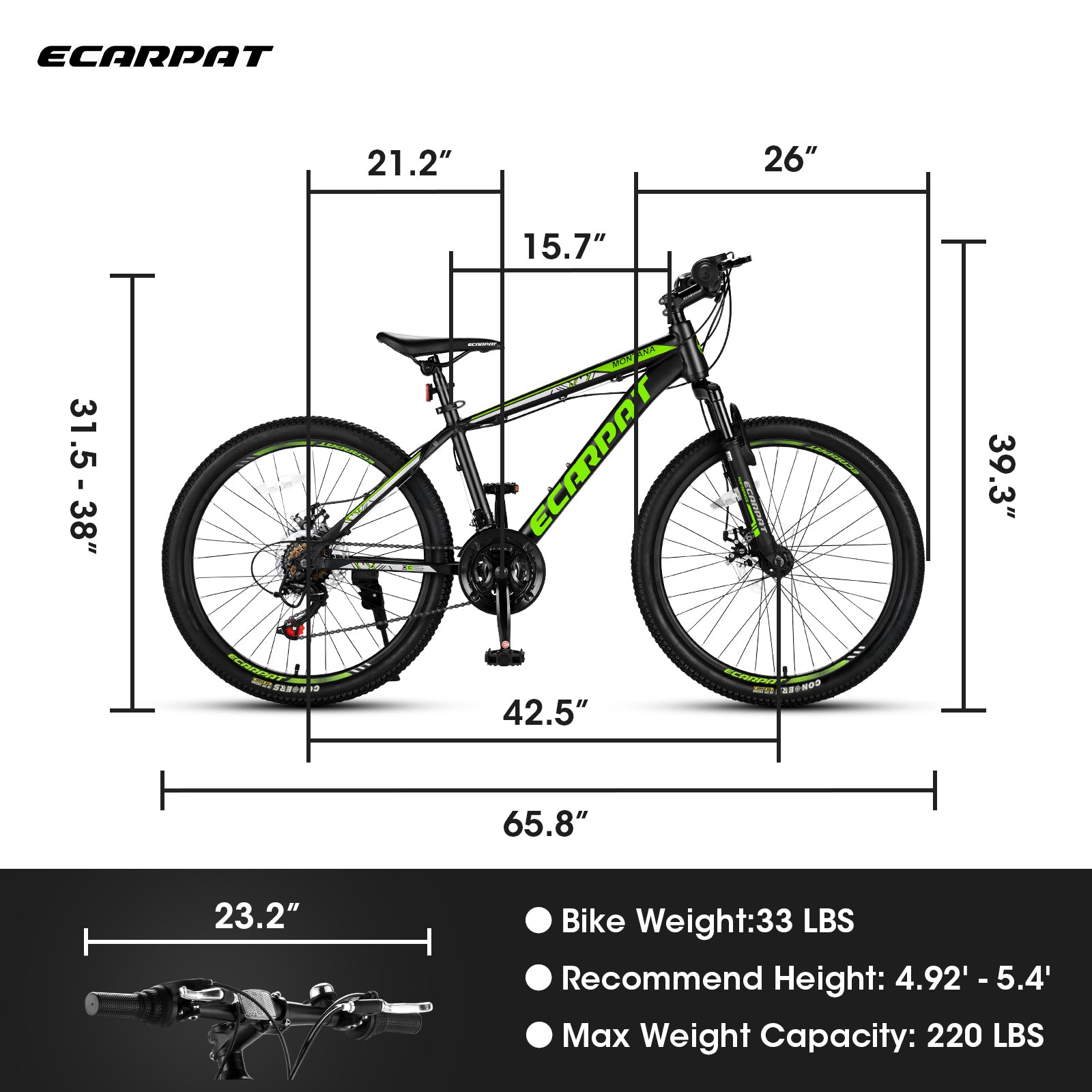 A24299 24 inch Mountain Bike Bicycle for Adults Aluminium Frame Bike Shimano 21-Speed with Disc Brake