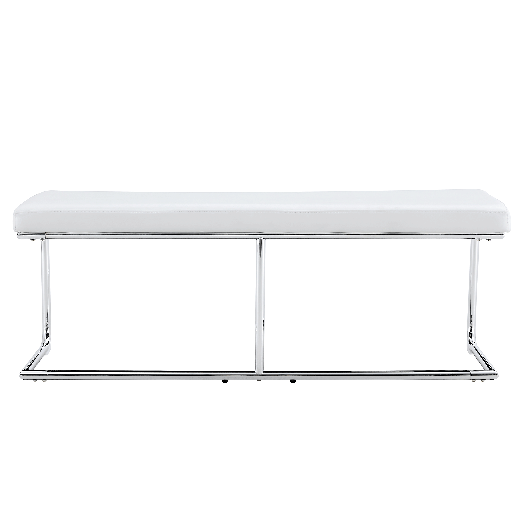 White shoe changing stool, silver metal legs, sofa stool dining chair, suitable for bedroom ,fitting room, storage room, dining room, living room. 005