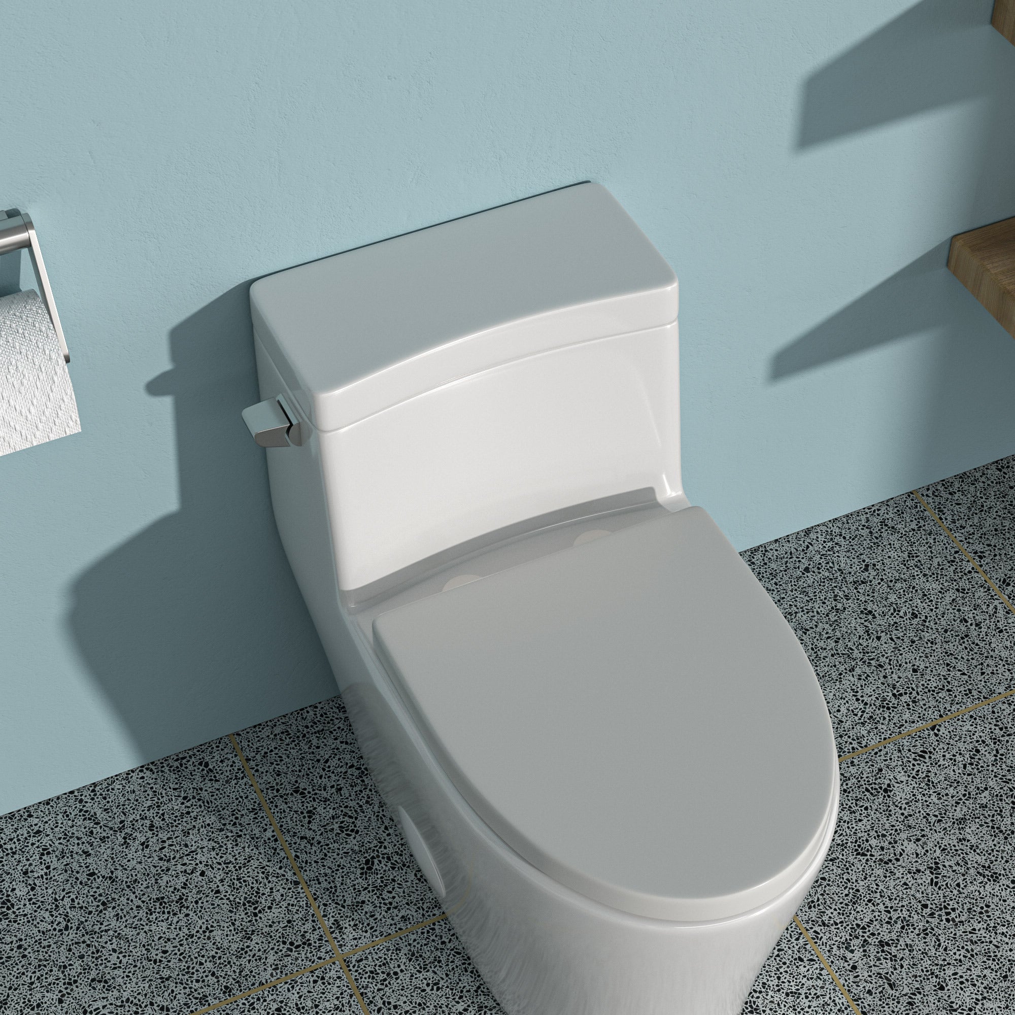 Ceramic One Piece Toilet,Single Flush with Soft Clsoing Seat