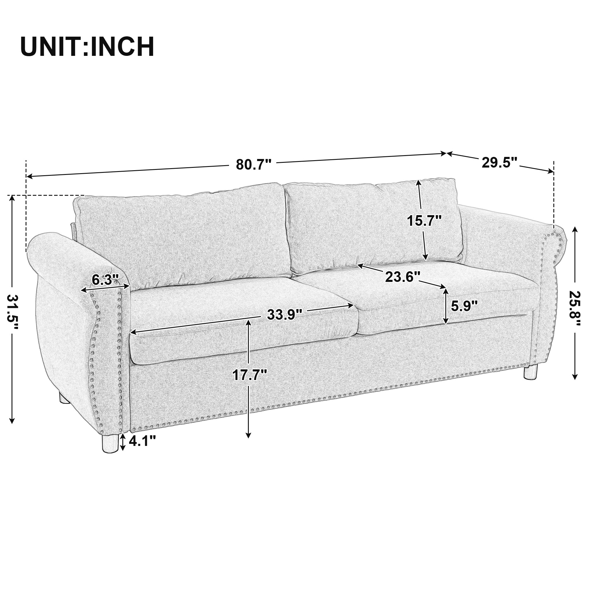 U_Style 80.7'' 2-in-1 Sofa Bed Sleeper with Large Mattress(63''*70.9*3.3 inch), for Living Room Spaces  Bedroom