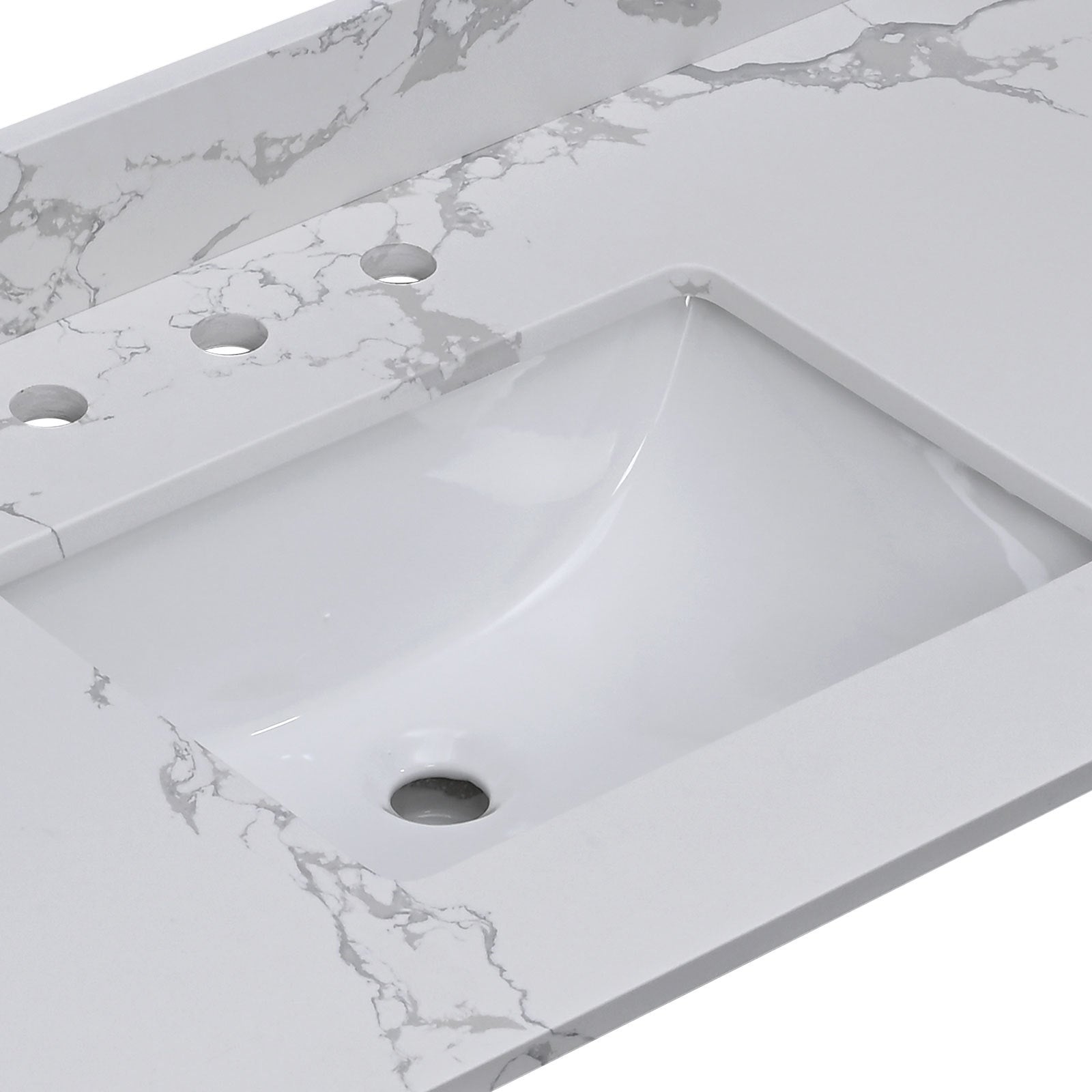 Bathroom Sink Rectangle Deep Bowl Pure White Porcelain Ceramic Lavatory Vanity Sink Basin with Overflow