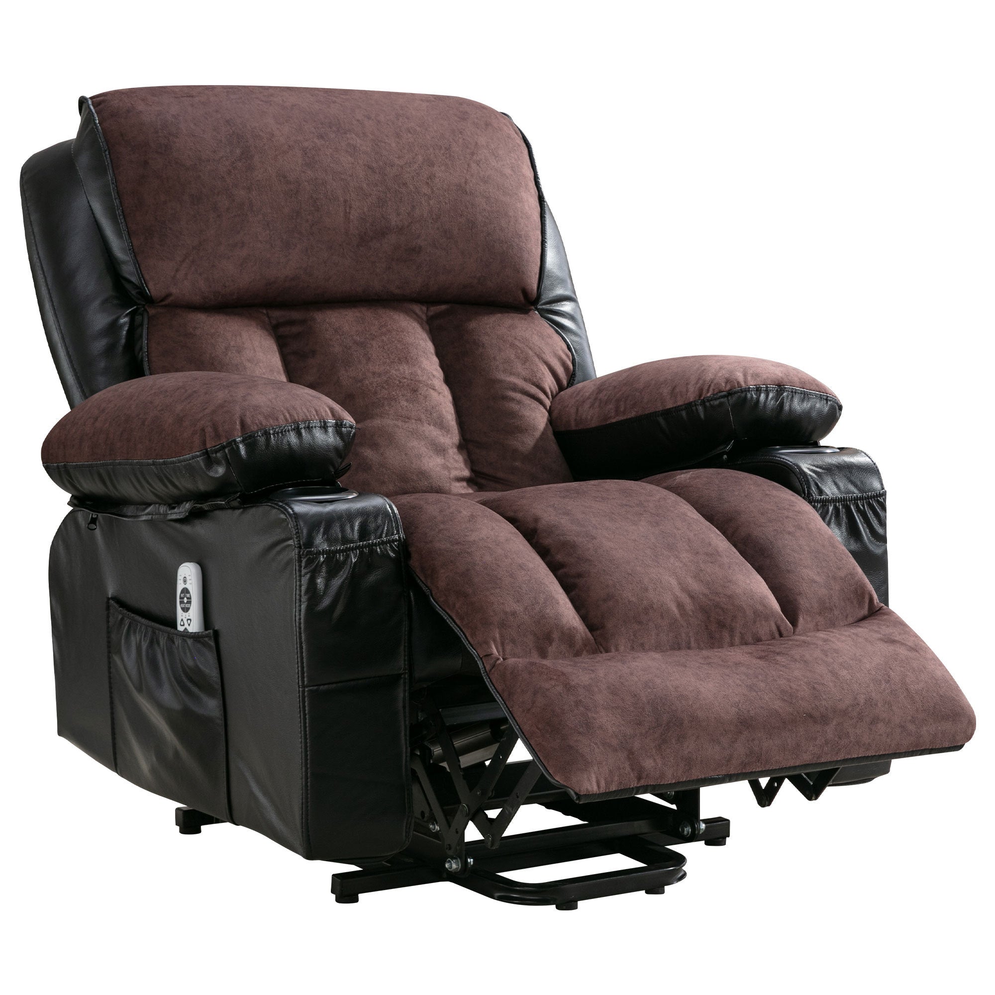 Power Electric massage lift lounge chair, suitable for the elderly, with heating and vibration functions,Fleece leather with USB, can be used for lying down. BLACK BROWN A+B box