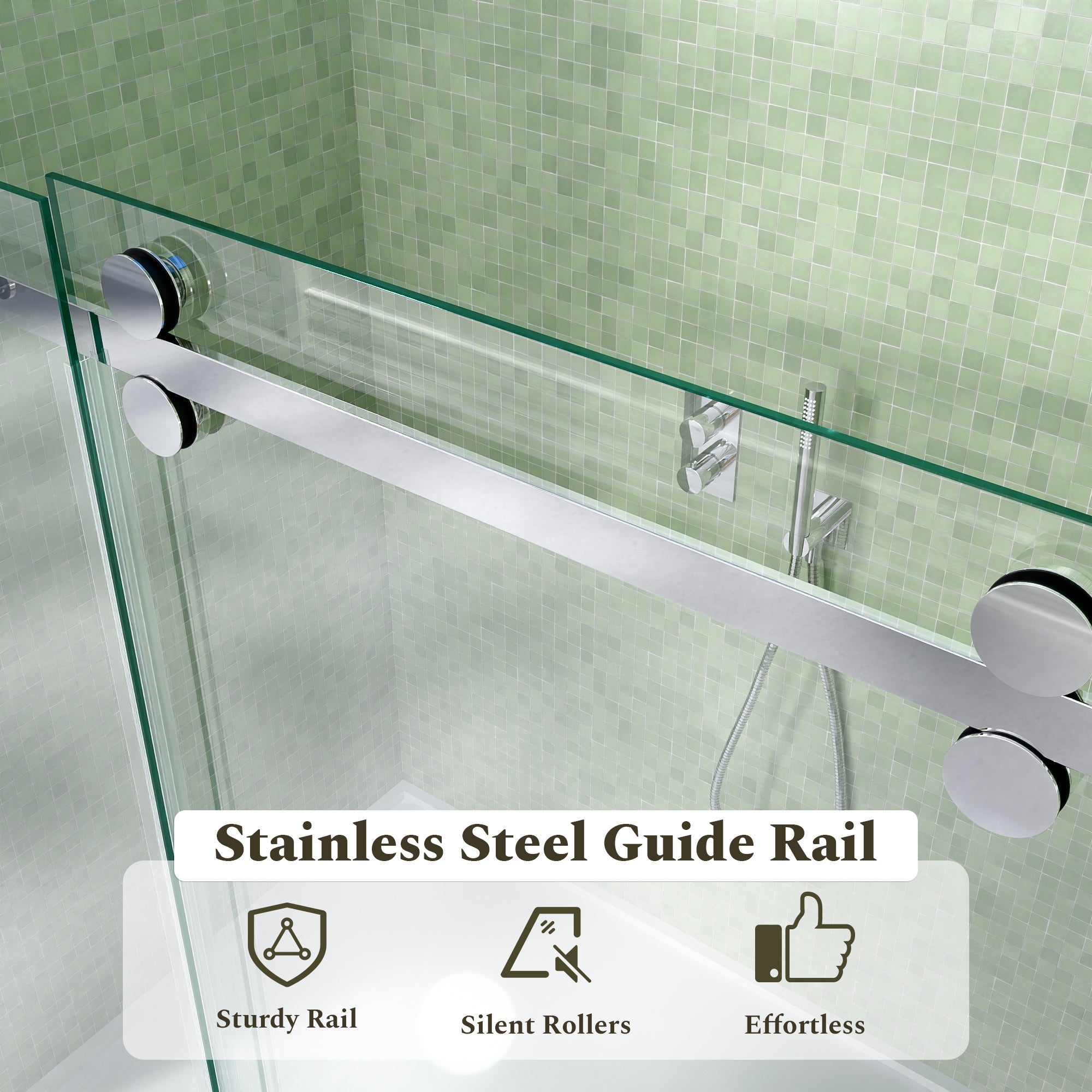 56-60 x 72 in Frameless Sliding Shower Door Enclosure - 56-60 x 72 in / Chrome view 6