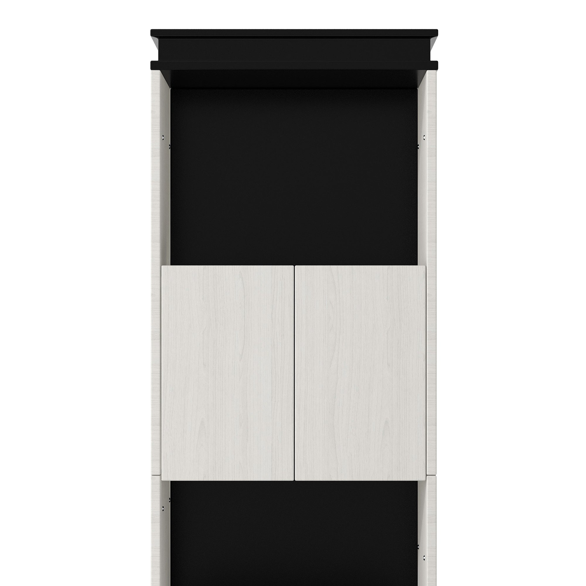 Full Size Murphy Bed with Desk and Storage Shelves and  Cabinets, Black+White