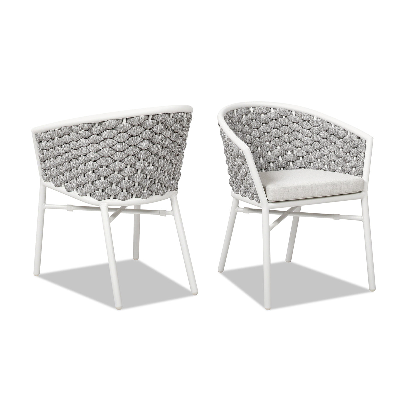 Rowan 24" Rope Barrel Back Patio Dining Chairs, Set of 2, Optic White Acrylic