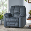 Luxurious Manual Recliner Chair in Silver with Skin-Friendly Fabric and Dual Cup Holders