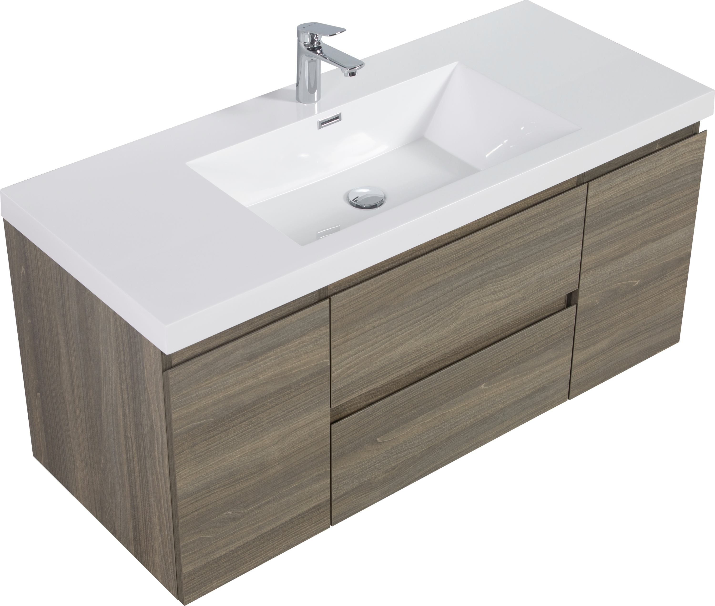 48" Floating Bathroom Vanity with Sink, Modern Wall-Mounted Bathroom Storage Vanity Cabinet with Resin Top Basin and Soft Close Drawers, Ash Grey 24V11-48AG