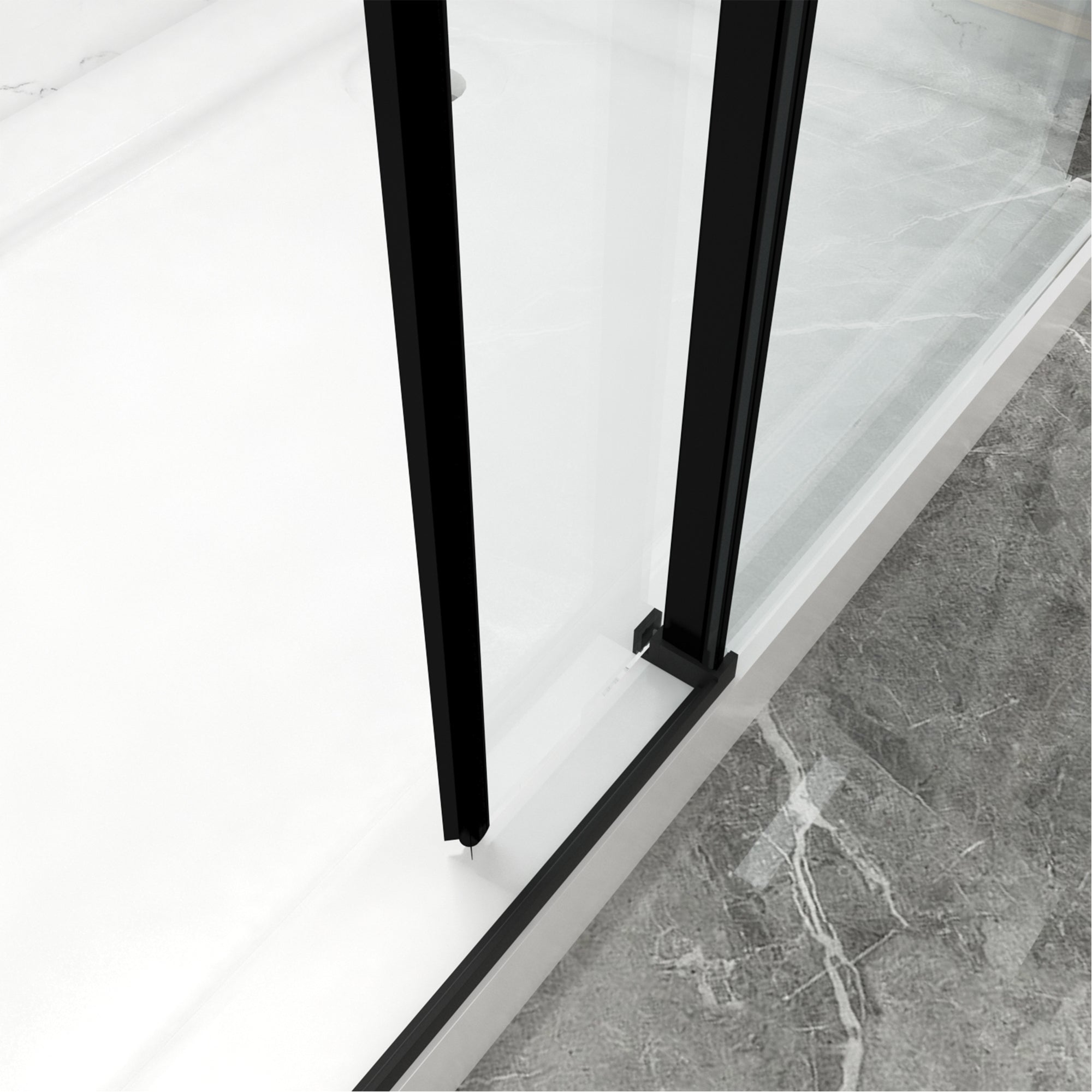 56"-60"W x 70"H Frameless Shower Door, Sliding Shower Door, with Premium 5/16"(8mm) Thick Tempered Glass Shower Enclosure,Double Side Easy Clean Coat,Matte Black Finished With Buffer