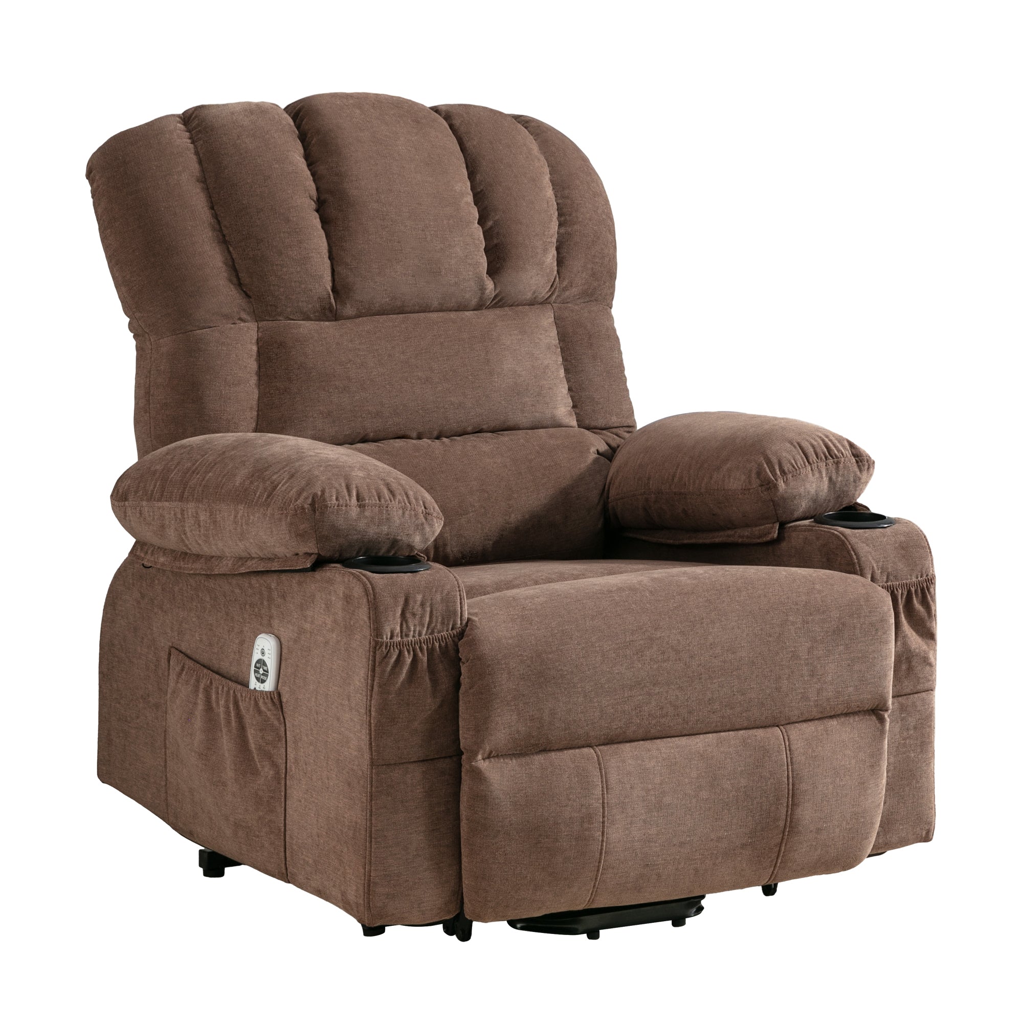 Power Lift Recliner Chair Recliners for Elderly with Heat and Massage Recliner Chair for Living Room with Infinite Position and Side Pocket,USB Charge Port.BROWN