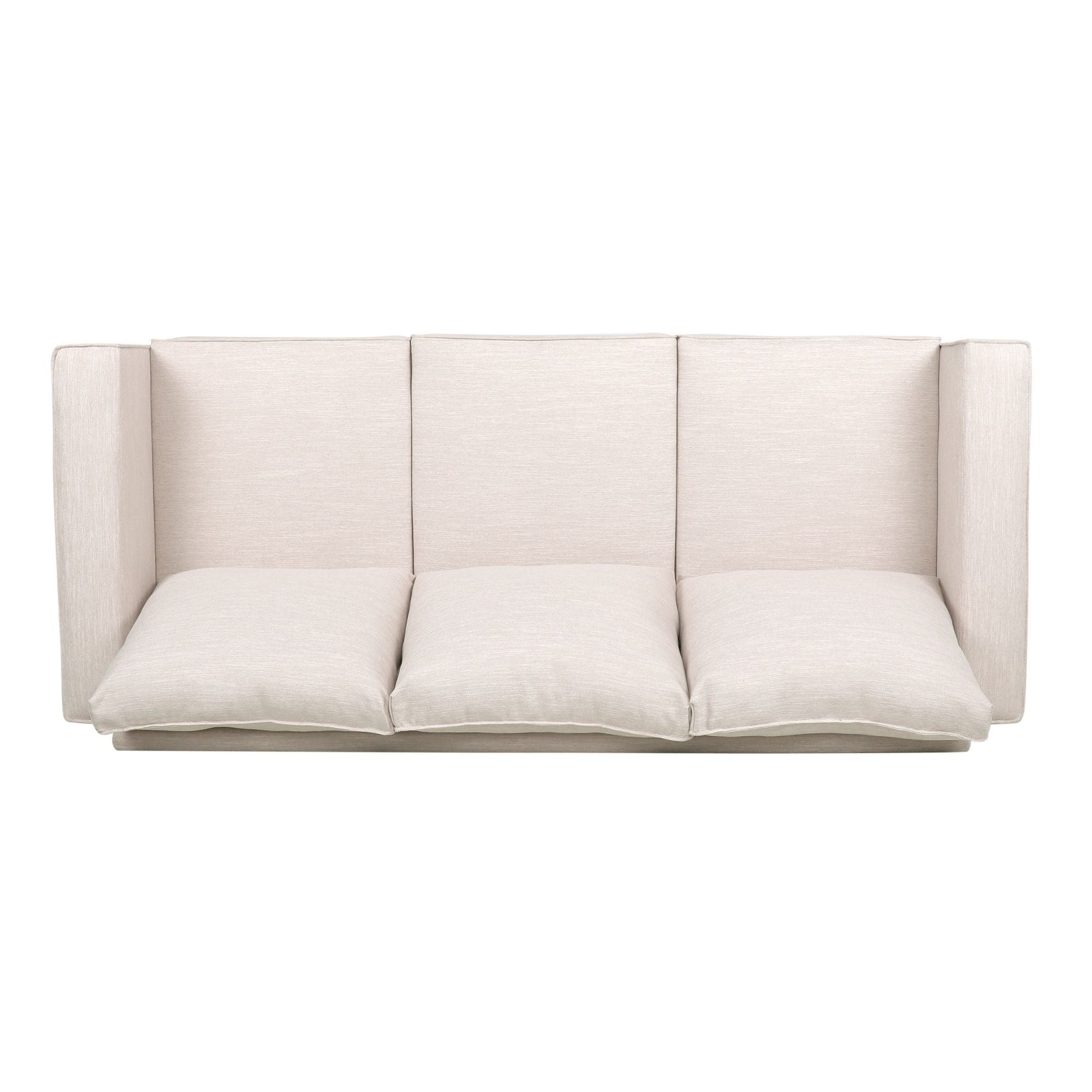 Contemporary Light Beige Fabric 3-Seater Sofa with Square Arms – Comfortable, Stylish, and Cozy, Perfect for Family Seating and Relaxing Evenings, Modern Design and High-Quality Upholstery