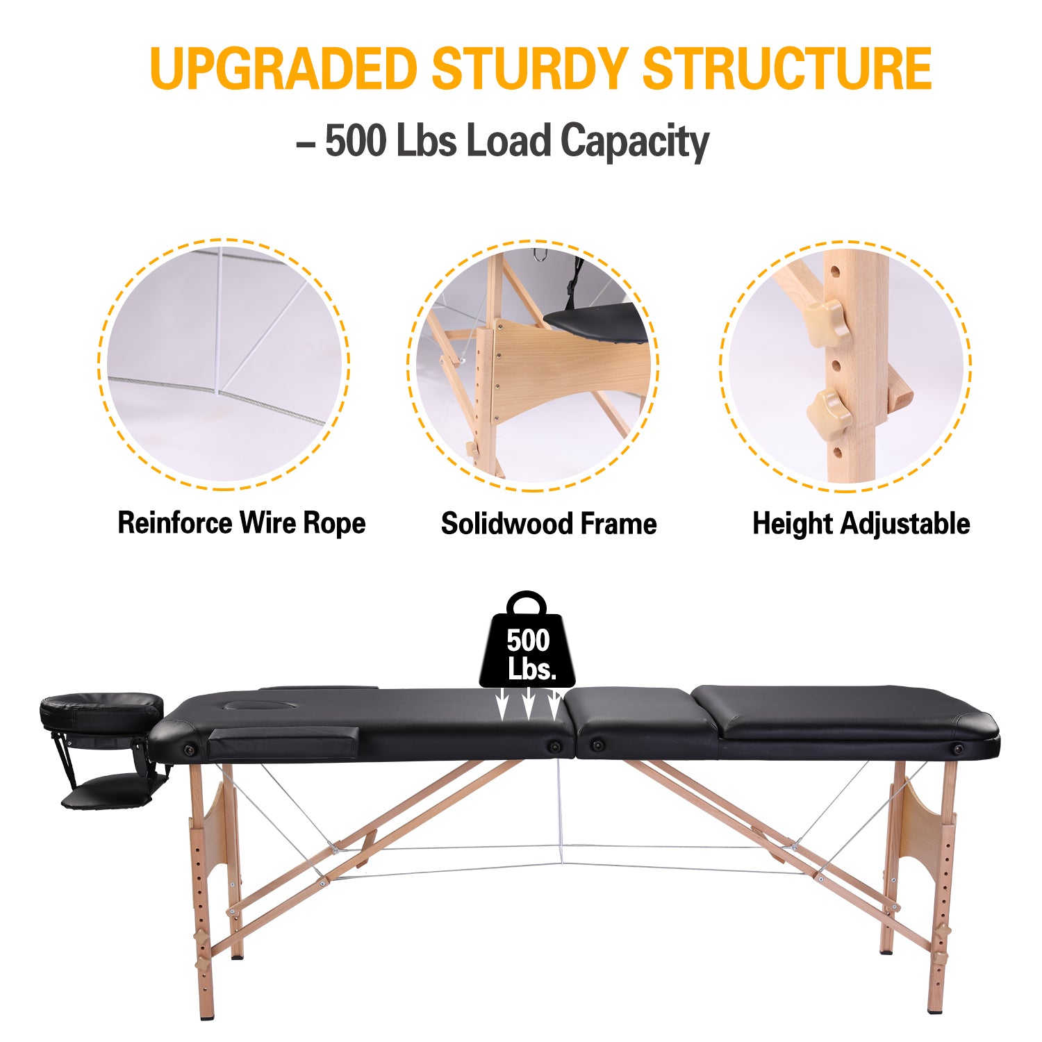 Massage Table Portable Massage Bed Lash Bed with Carrying Case SPA Table Height Adjustable, Salon Bed Face Cradle Bed