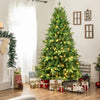 6FT PE And PVC Christmas Tree with Lights, Unique Christmas Tree Prelit with 1228 Branch Tips, 350 Warm White LEDs and Metal Stand, Aritificial Christmas Tree