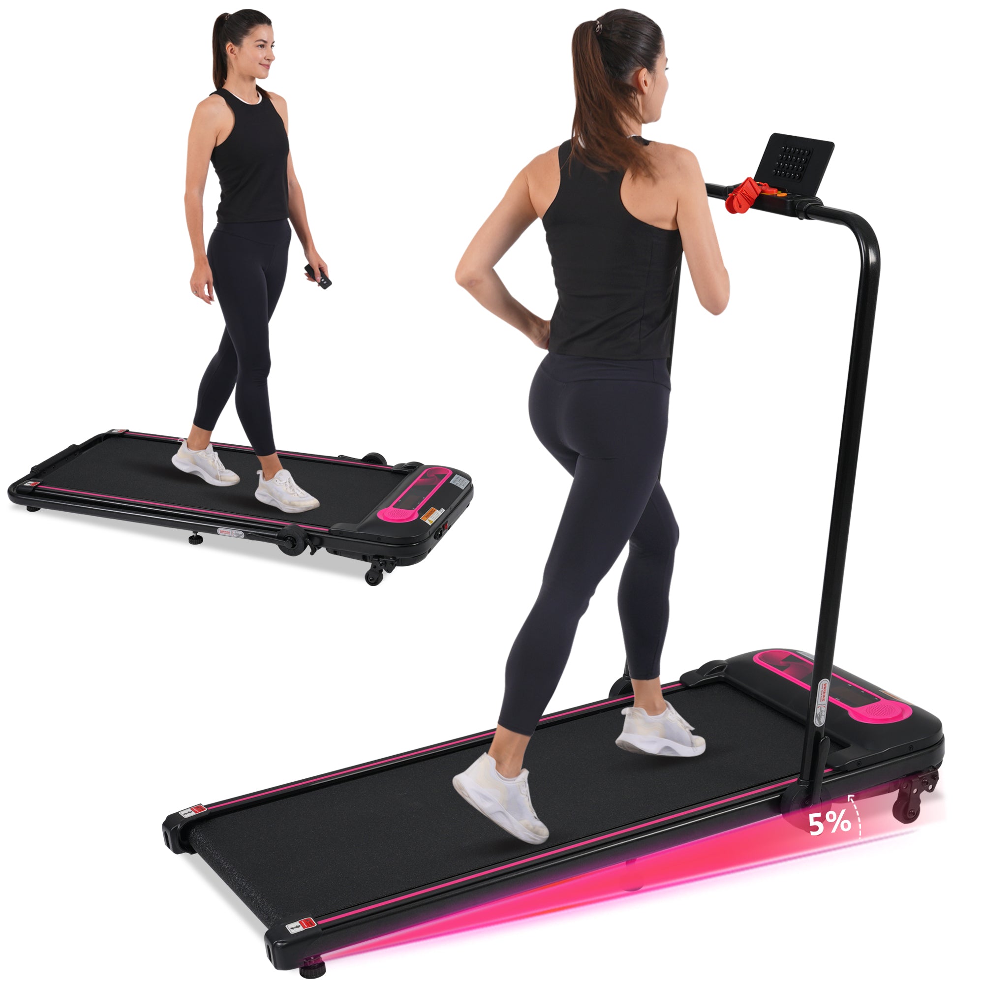 NEW Folding Walking Pad Under Desk Treadmill for Home Office -2.5HP Walking Treadmill With Incline 0.5-7.5MPH 300LBS Capacity Treadmill for Walking Running - Two Ways to Adjust Speed