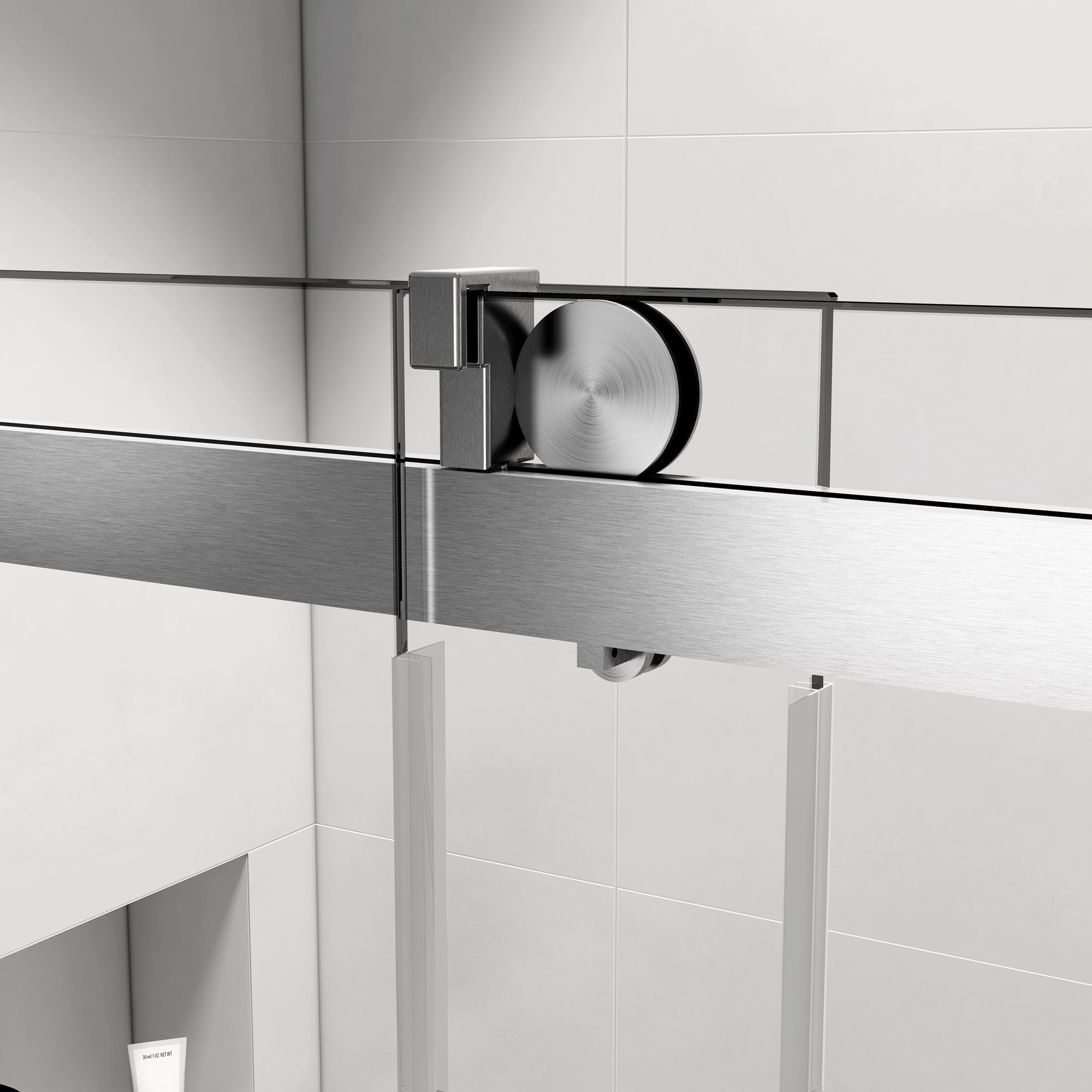 68-72"W x 76"H Single Sliding Frameless Shower Door in Brushed Nickel with Soft-Closing and 3/8 Inch Clear Glass