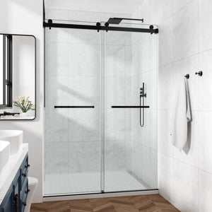 60 x 66 in Frameless Double Sliding Shower Door - 60 x 66 in / Matte Black view 2
