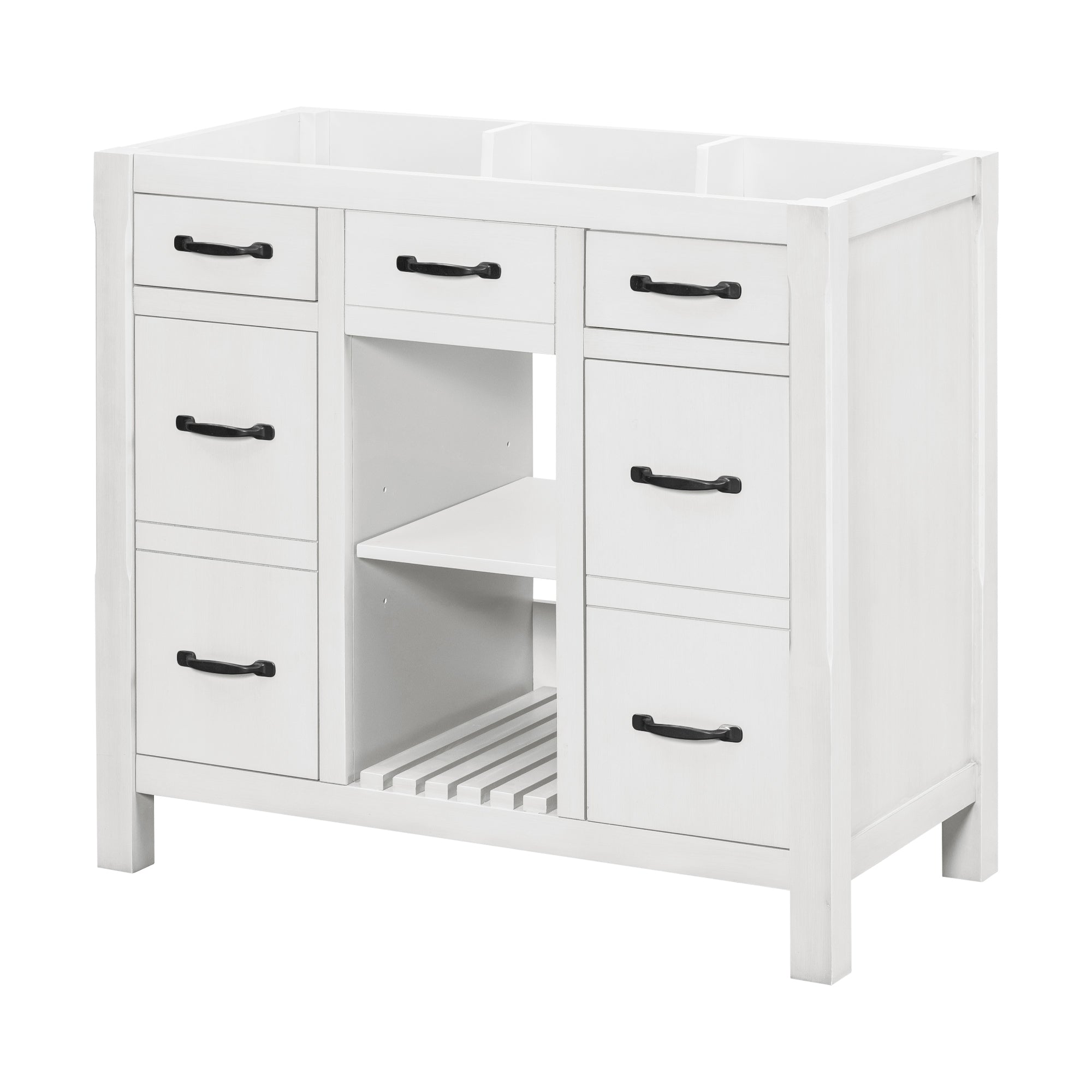 36''Bathroom Vanity without Sink,Modern Bathroom Storage Cabinet with 2 Drawers and 2 Cabinets,Solid Wood Frame Bathroom Cabinet (NOT INCLUDE BASIN)