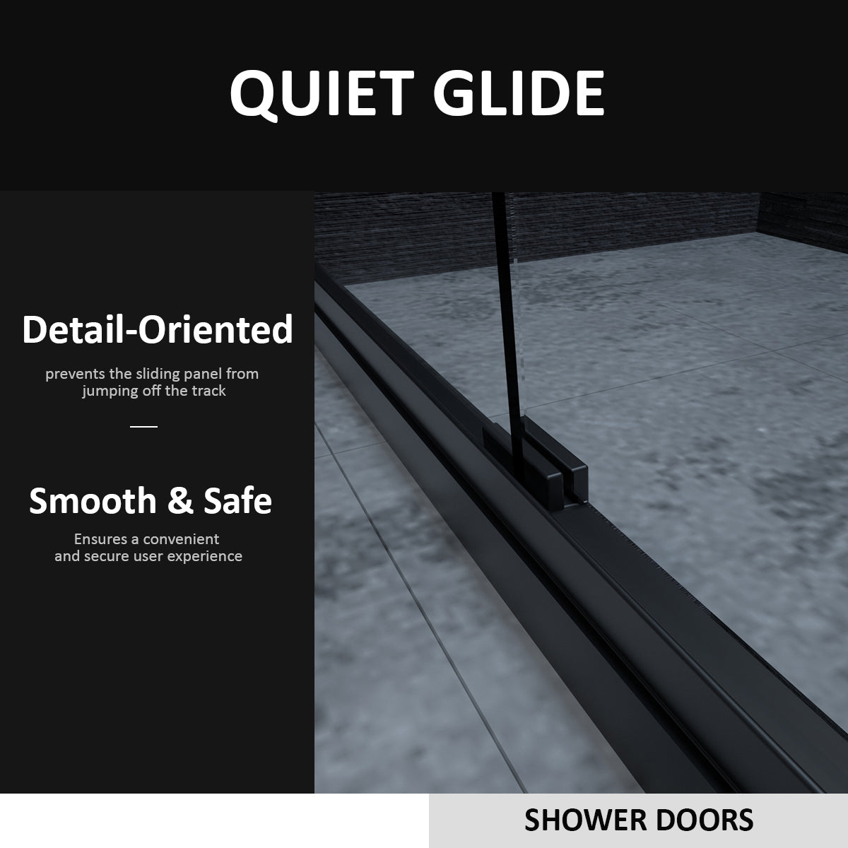 Semi-Frameless Sliding Shower Door 56-60"W x 72"H, Bathroom Sliding Door with 5/16" Clear Tempered Glass, Matte Black Finish, Designed for Smooth Door Closing