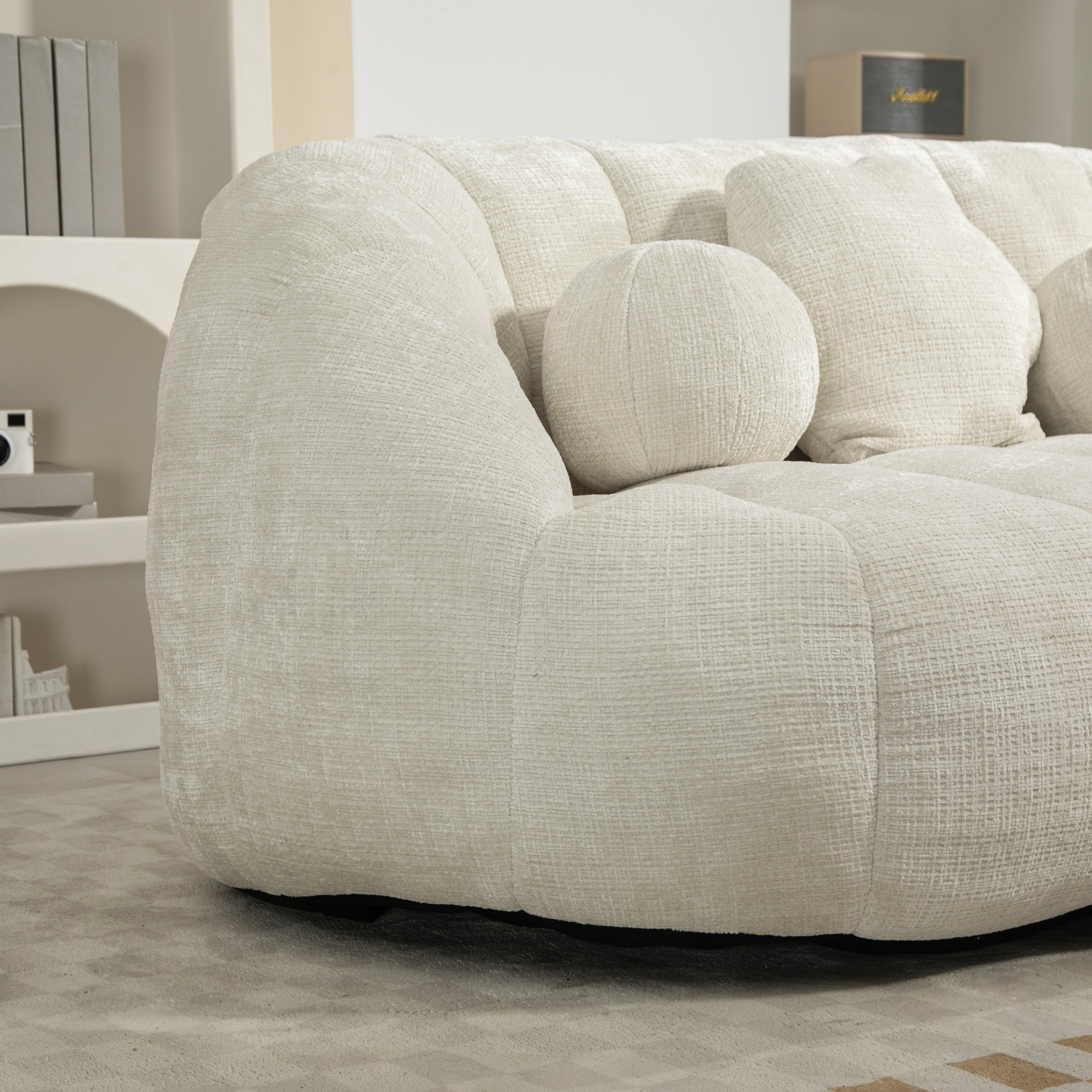 COOLMORE Bean Bag sofa Lazy Sofa Durable Comfort Lounger High Back Bean Bag Chair Couch for Adults and Kids, Indoor & Outdoor, Accent Floor Soft Lounge Chair (White chenille)