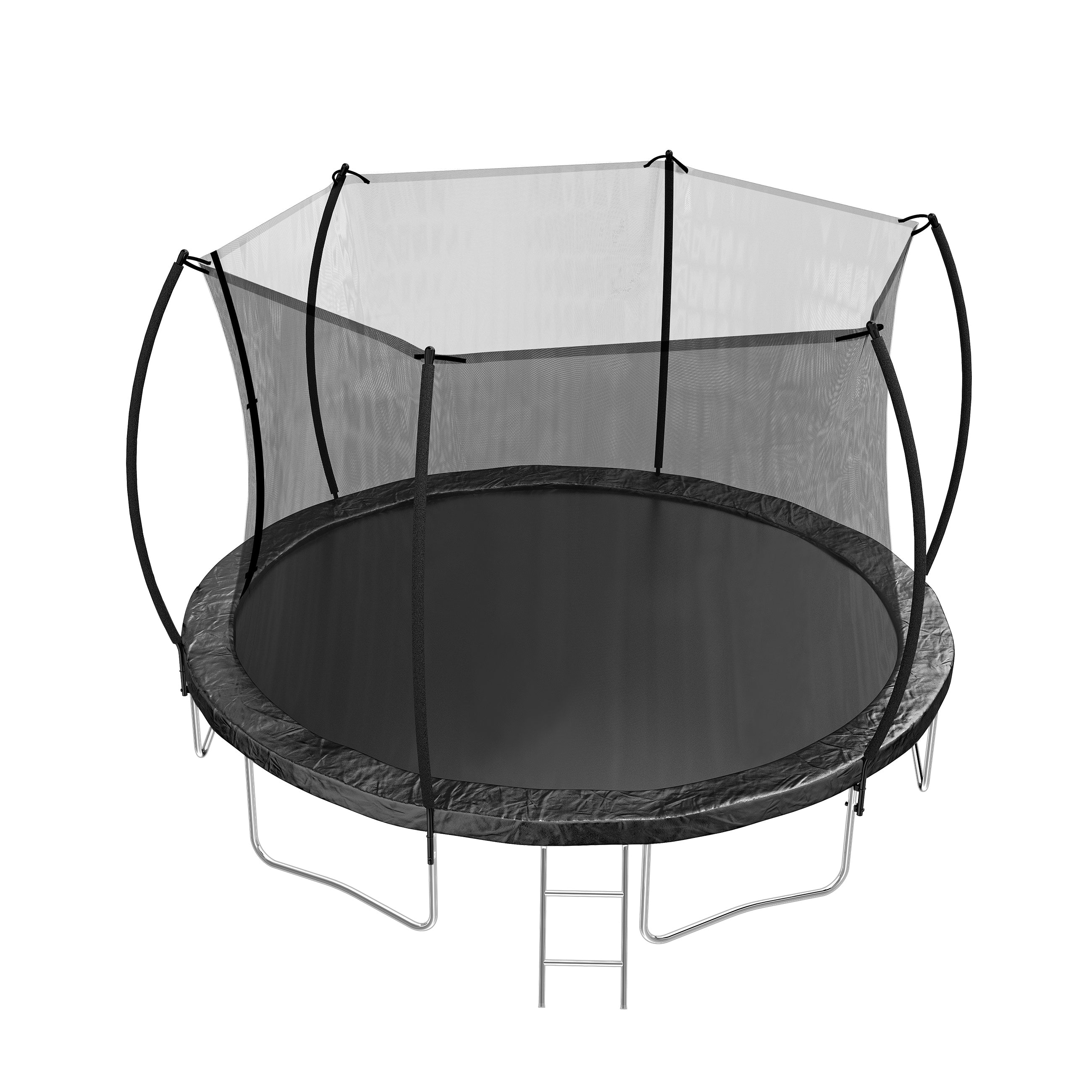 14FT Trampoline (Double-side color pad) ,  Trampoline for Kids and Adults with Enclosure Net and Ladder,Curved fence pole