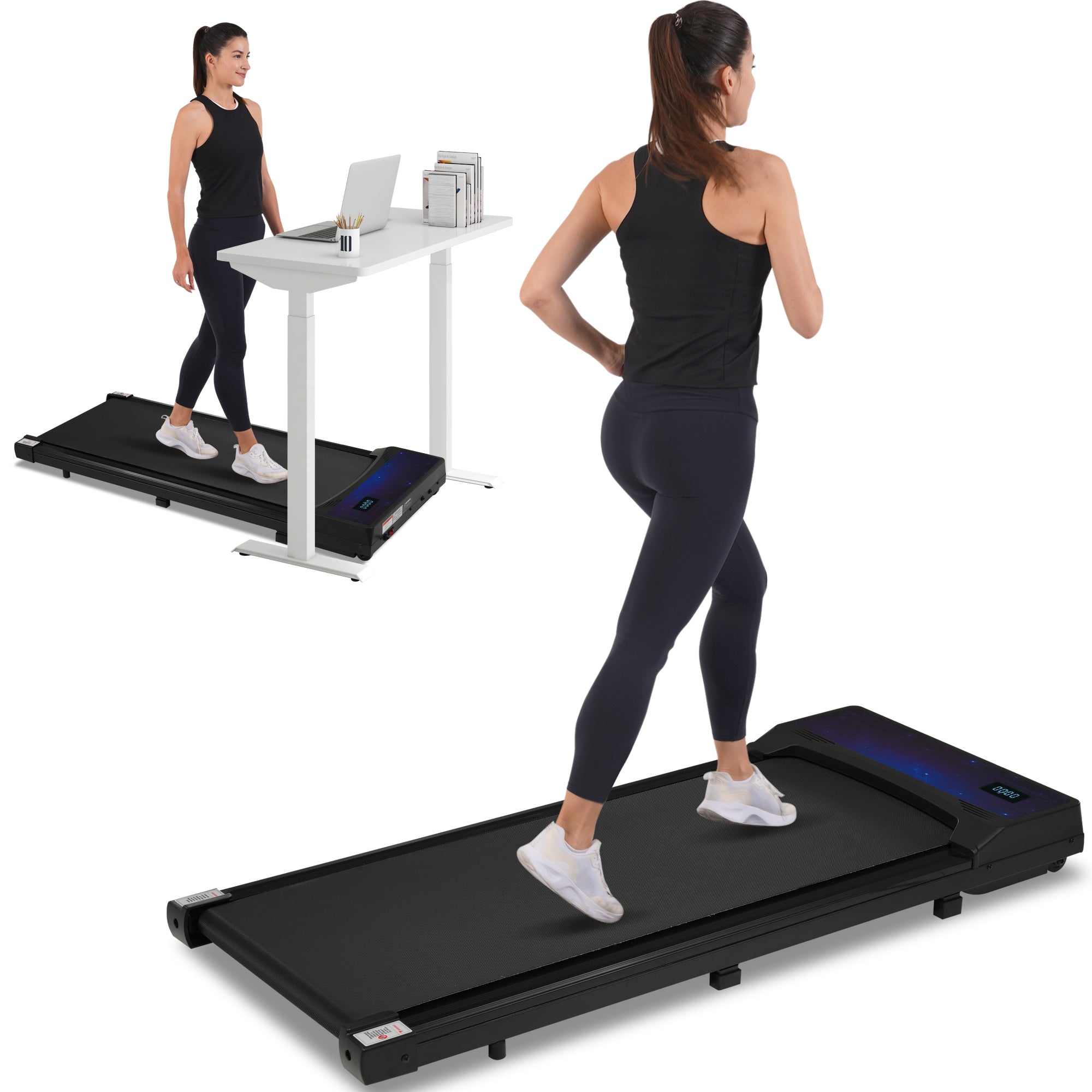 Walking Pad Under Desk Treadmill for Home Office -2.5HP Walking Treadmill 0.6-4MPH 300LBS Capacity Treadmill for Walking Running Remote Control Batteries