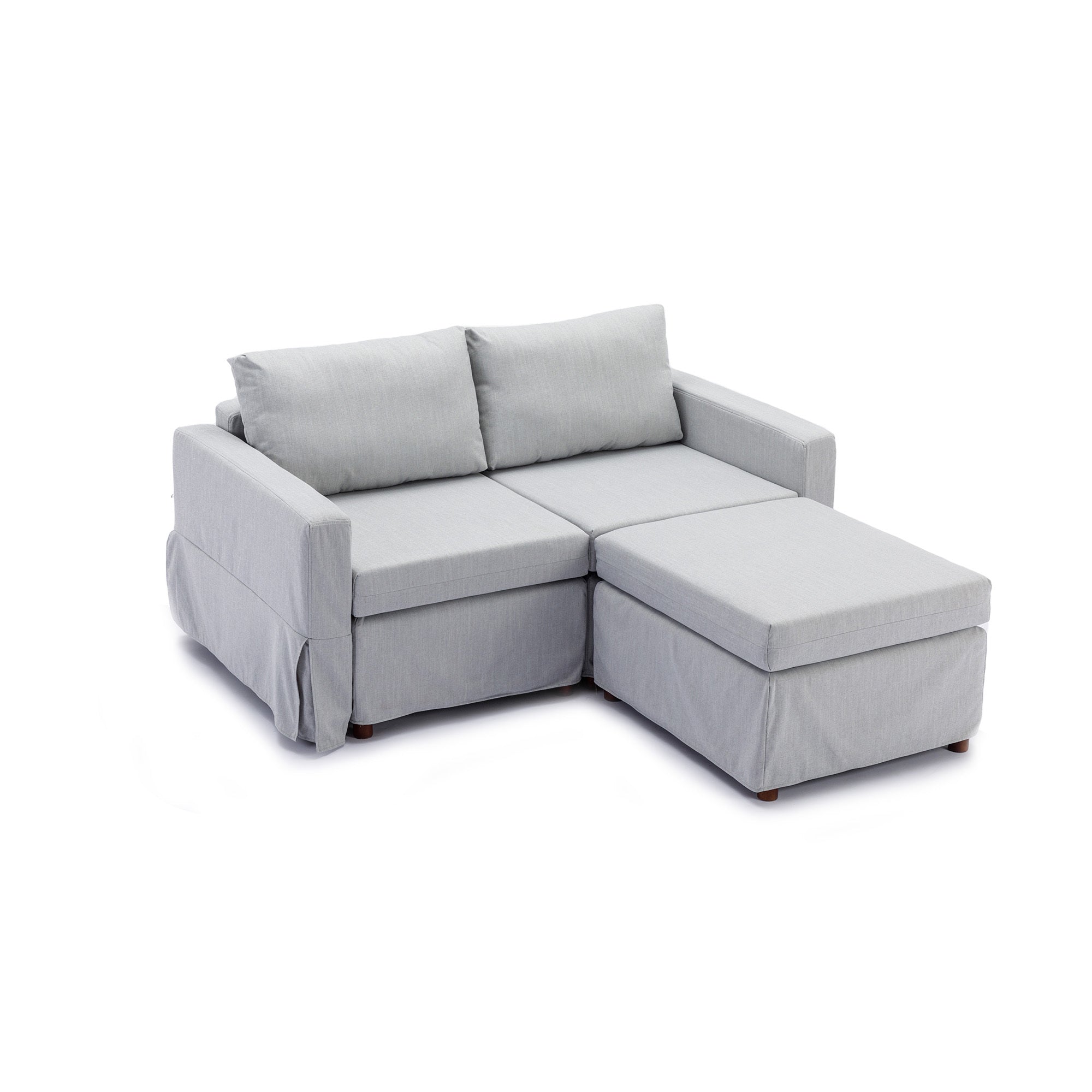 2 Seat Module Sectional Sofa Couch With 1 Ottoman,Seat Cushion and Back Cushion Removable and Washable,Light Grey