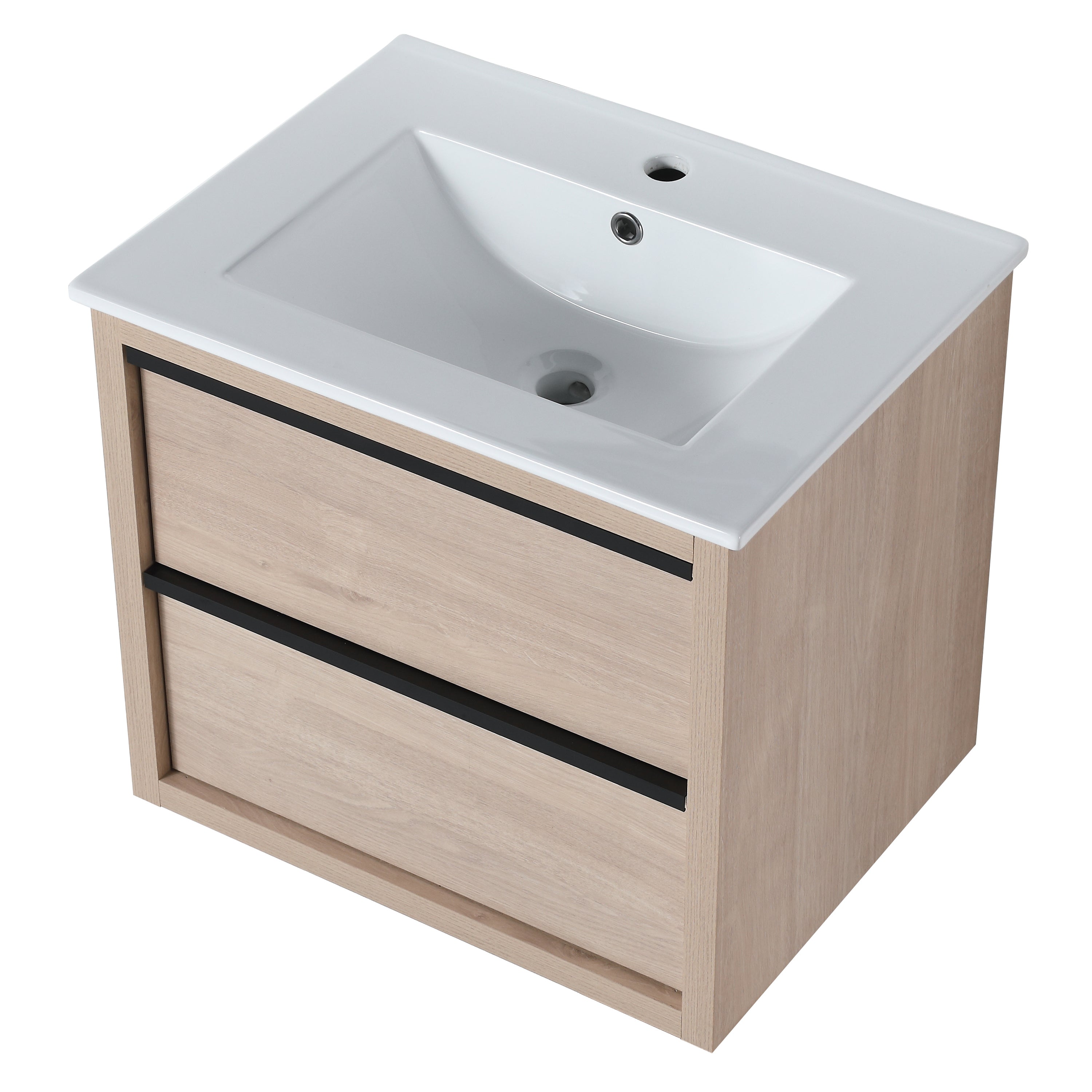 24" Bathroom Vanity with 2 Soft Close drawers,  White Ceramic Basin-BVA02524PLO-G-BL9060B(W1286S00034)