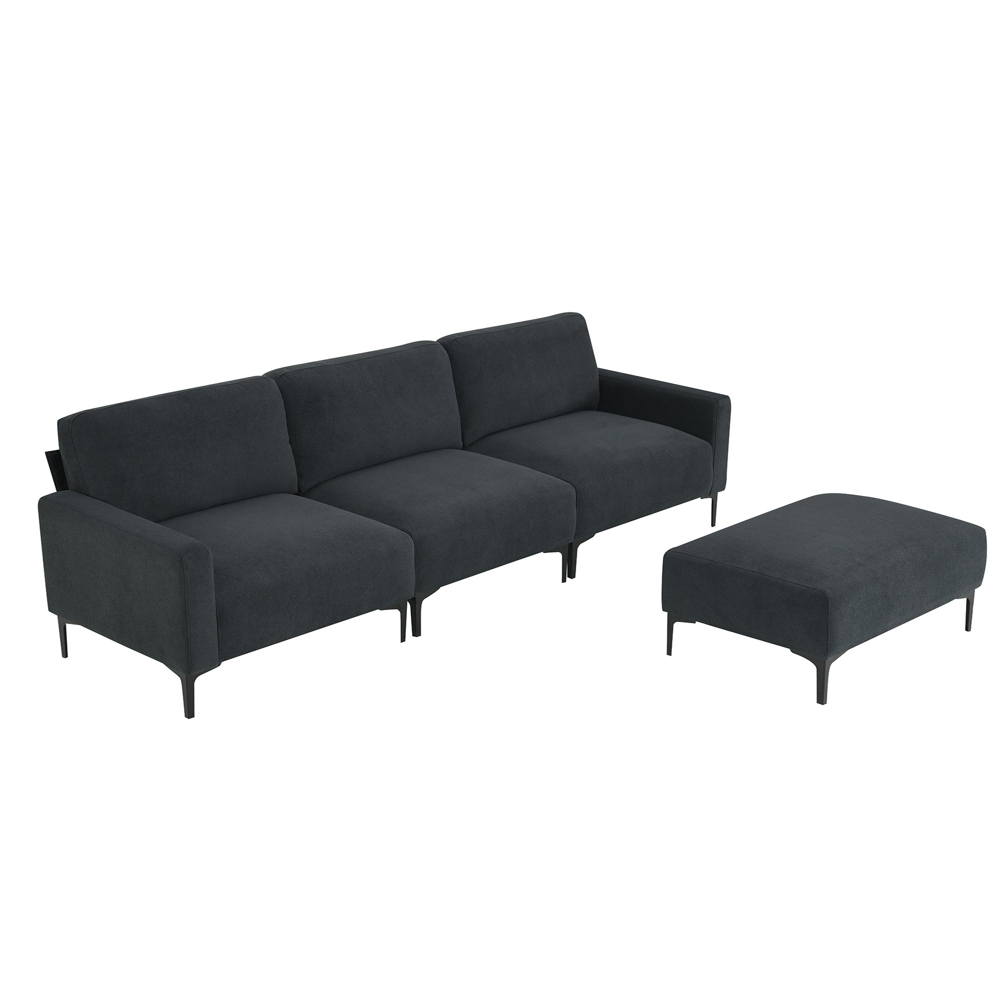 [VIDEO provided] [New] 103.5*59" Modern L-shaped Sectional Sofa, 4-seat Velvet Fabric Couch Set with Convertible Ottoman,Freely Combinable Sofa for Living Room, Apartment, Office,Apartment,2 Colors