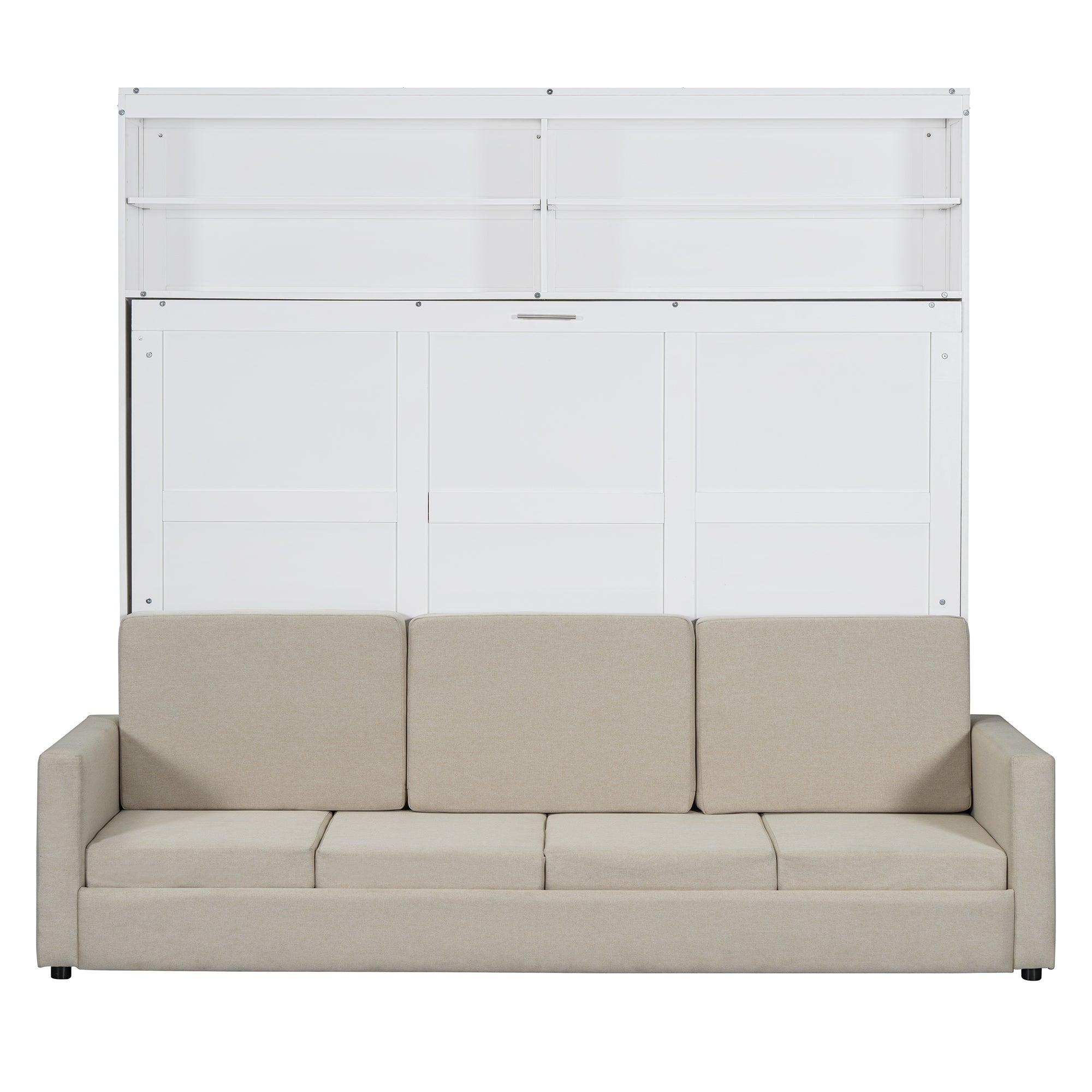 Queen Size Murphy Bed Wall Bed with Sofa,White