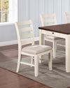 White Classic 2pcs Dining Chairs Set Rubberwood Beige Fabric Cushion Seats Ladder Backs Dining Room Furniture Side Chair