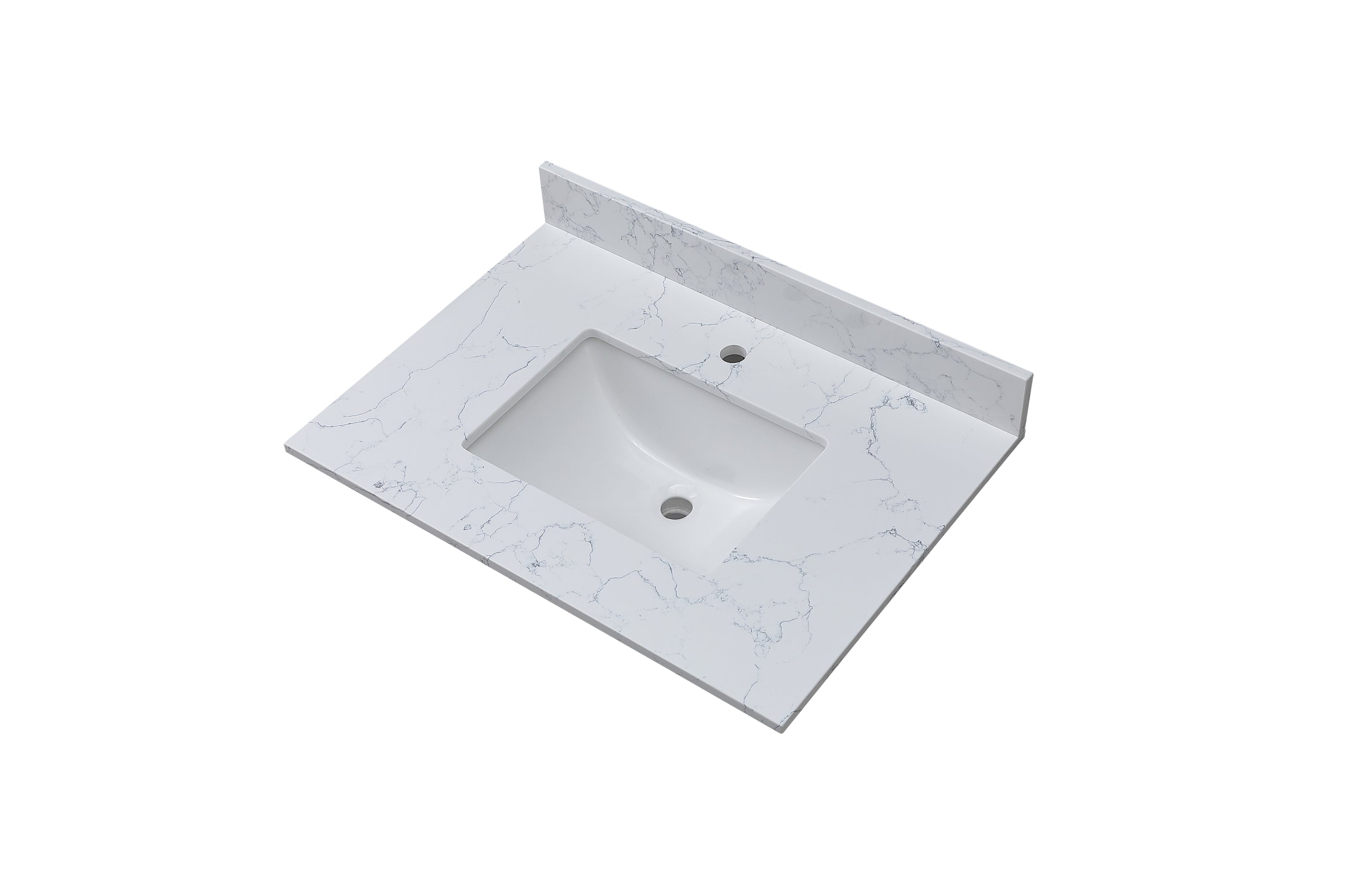 Montary 31"x 22" bathroom stone vanity top Carrara  jade engineered marble color with undermount ceramic sink and single faucet hole with backsplash