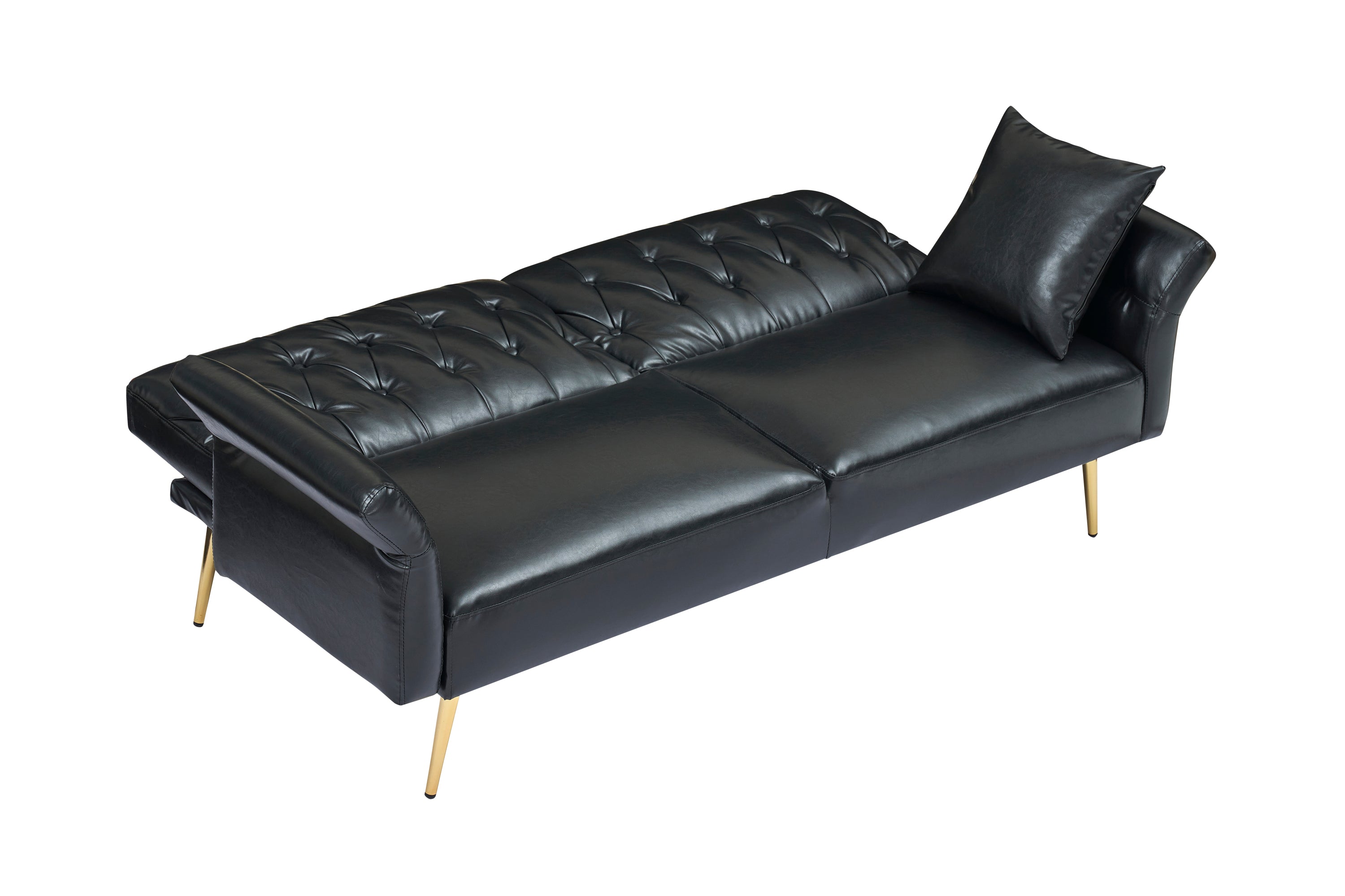 67.71 Inch Faux leather sofa bed with adjustment armres