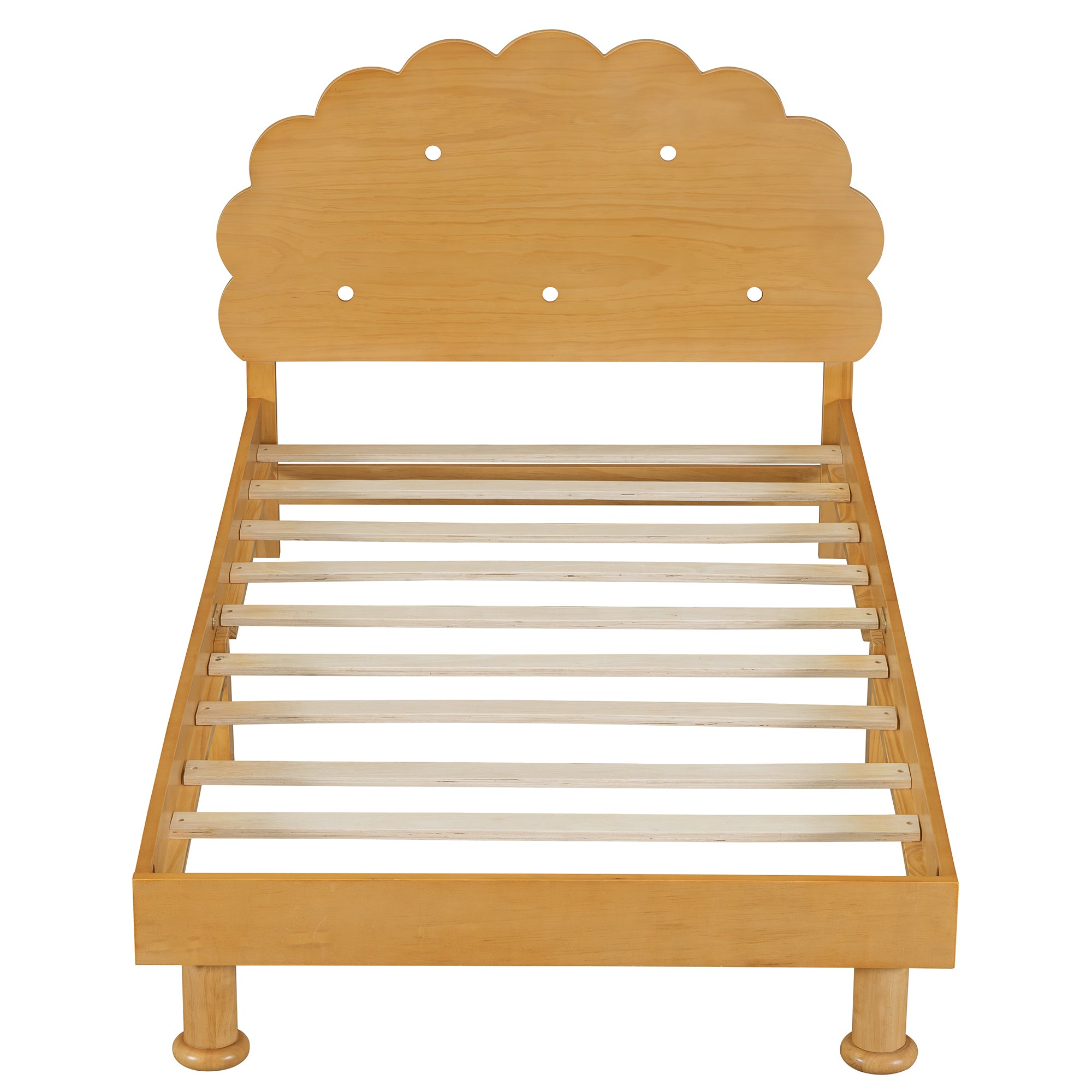 Kids Cookie-Shaped Bed Frame for Boys & Girls,Twin Size Platform Bed, Walnut