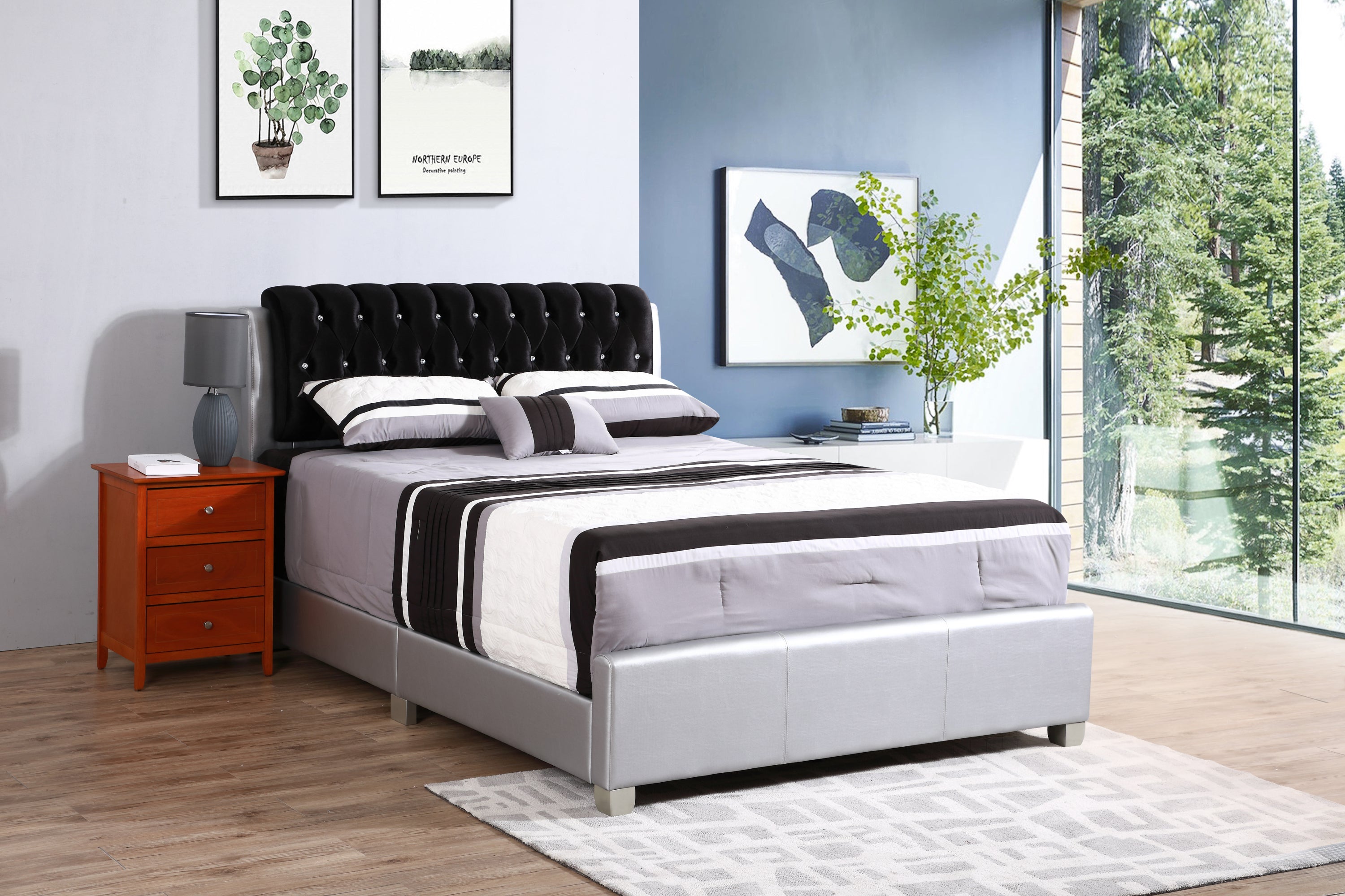 Modern Silver King Bed For Elegant Bedrooms