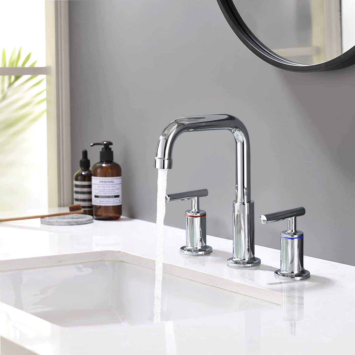 8 in. Widespread Double Handle Bathroom Faucet with Pop Up Drain in Chrome