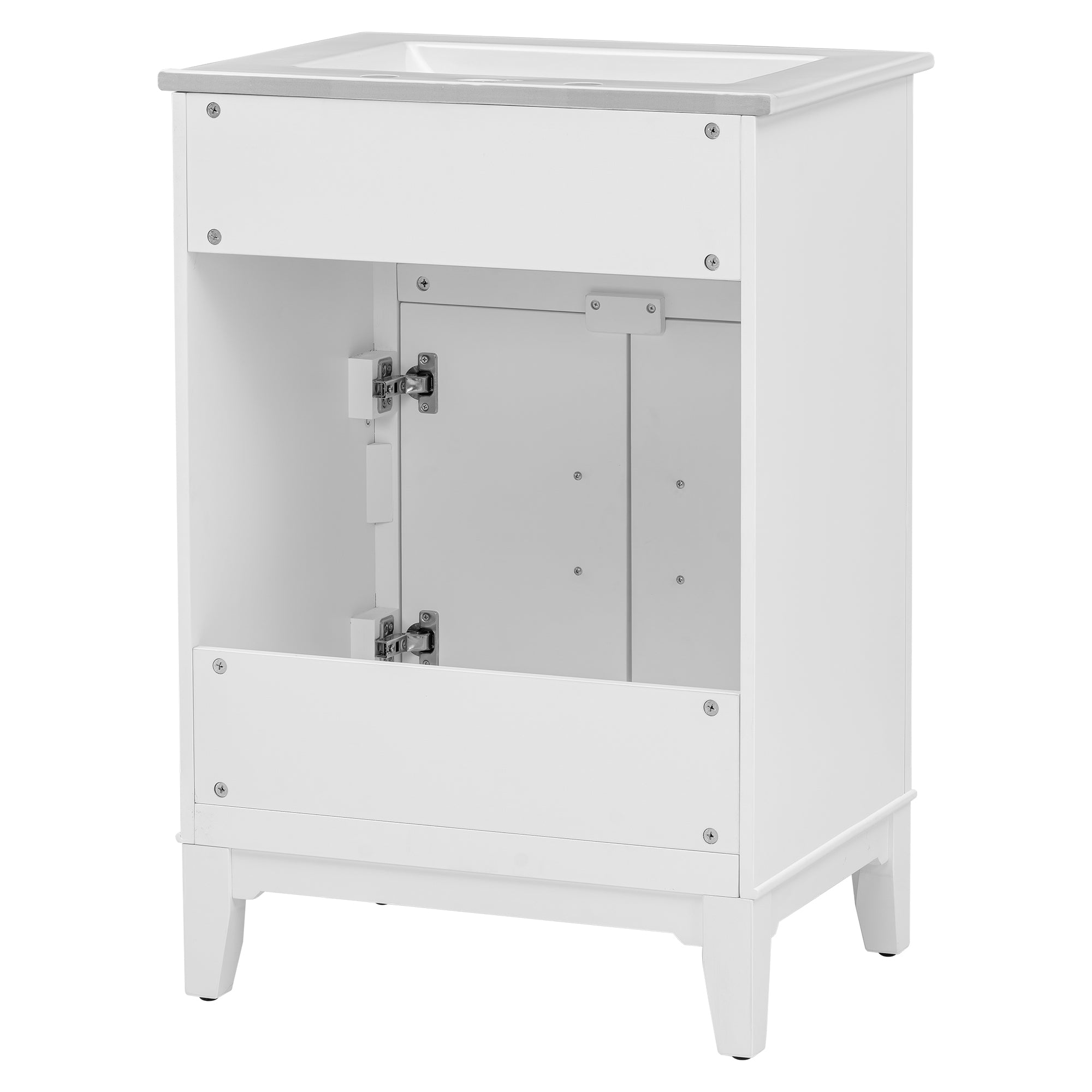 24" Bathroom Vanity with Sink, Bathroom Vanity Cabinet with One Flip Drawer and Doors, Solid Wood and MDF, White