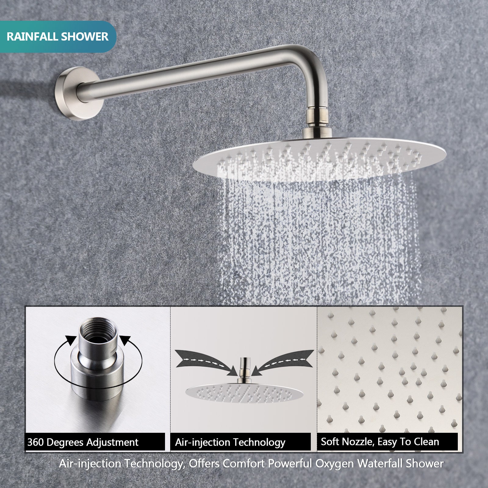 Wall Mounted Round Shower Combo Set with 10" Rain Shower head and Handheld Shower Head Set with Pressure Balancing Valve