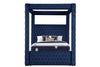 luxurious Four-Poster Full Bed Made with Wood in Navy