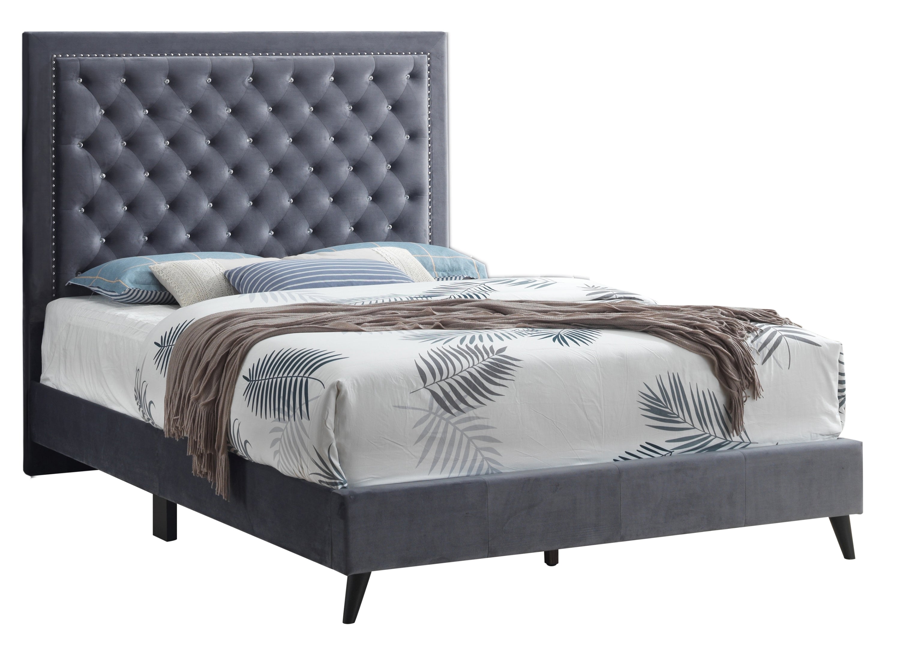 Luxurious Gray Glam King Bed