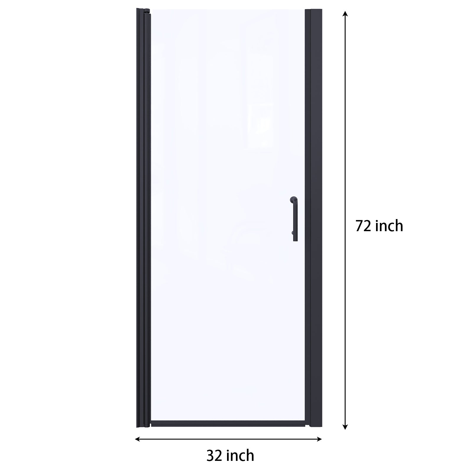 32"-33"W x 72"H Semi-Frameless Pivot Shower Door in Matte Black With Clear Glass