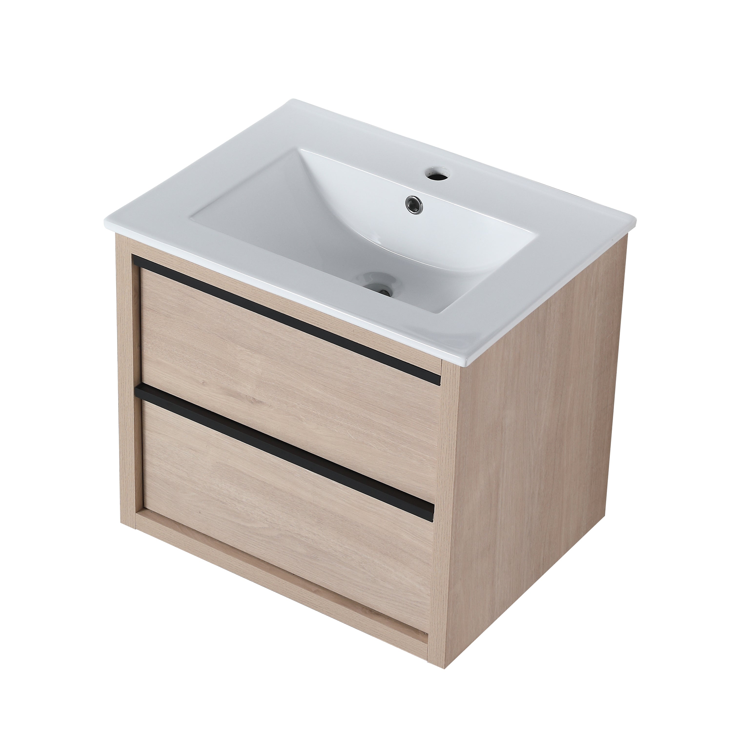 24" Bathroom Vanity with 2 Soft Close drawers,  White Ceramic Basin-BVA02524PLO-G-BL9060B(W1286S00034)