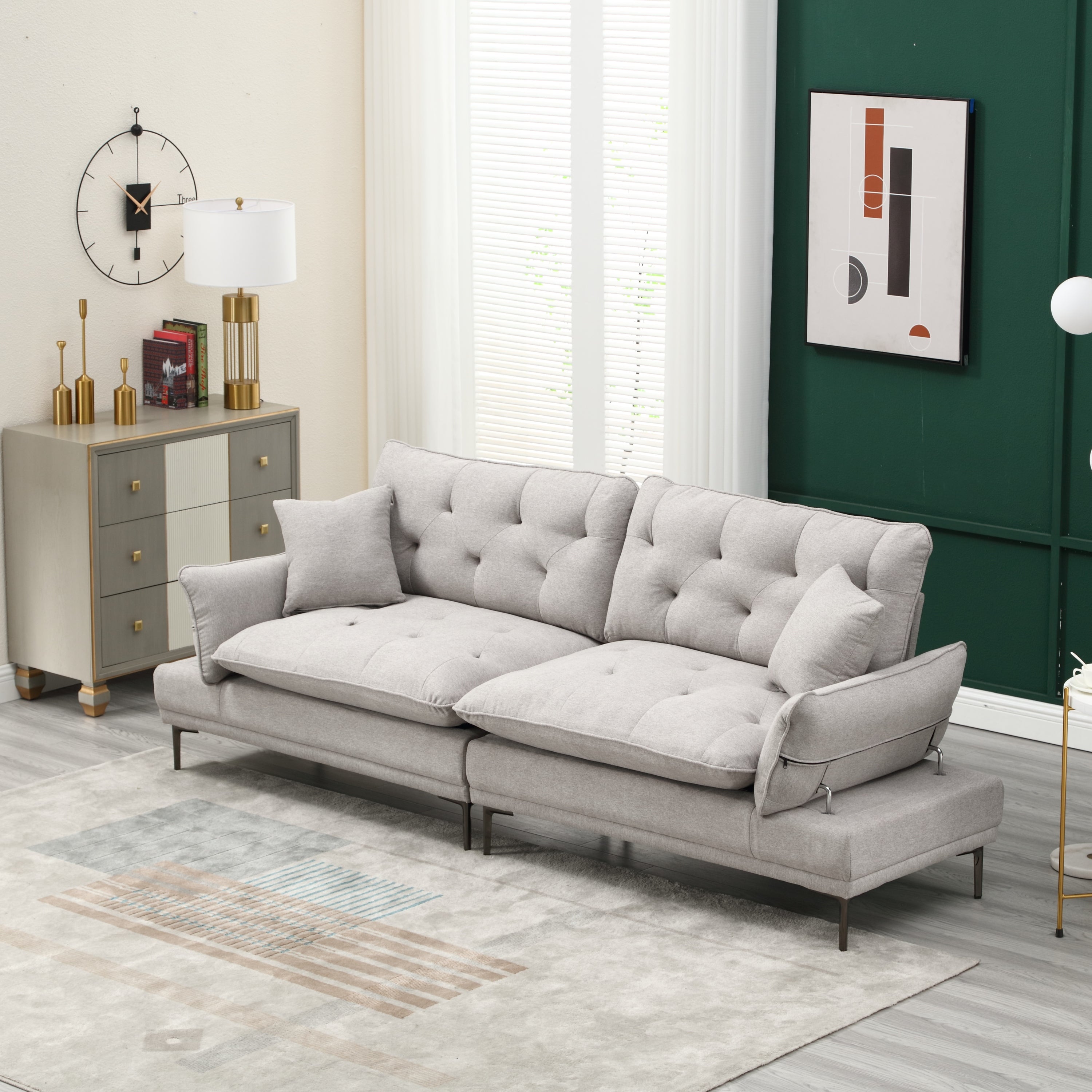 UNITED Linen Sofa , Accent sofa loveseat sofa with metal feet