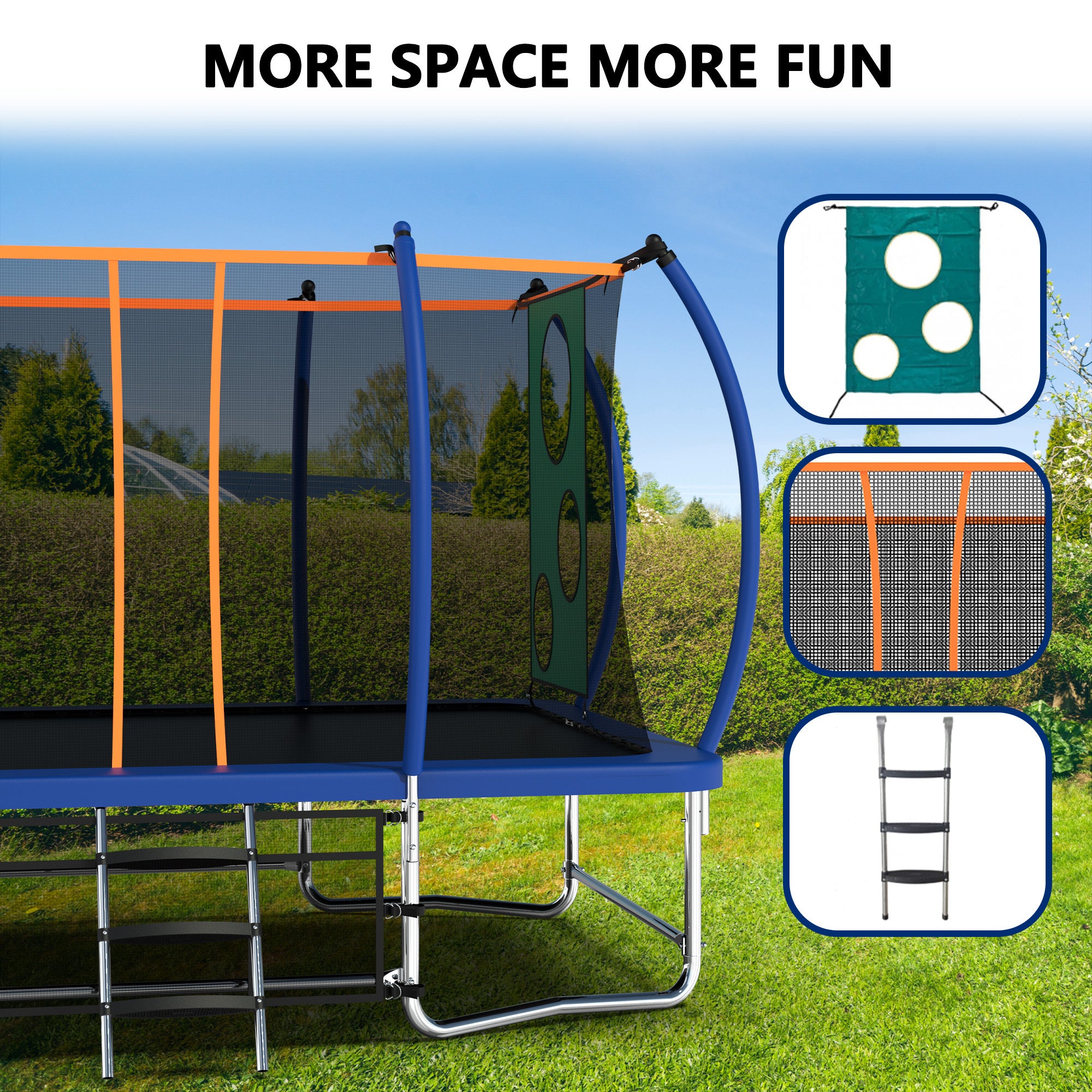 8X14FT Outdoor Square Trampolines for Kids Adults Long Rectangular Tumbling Trampoline